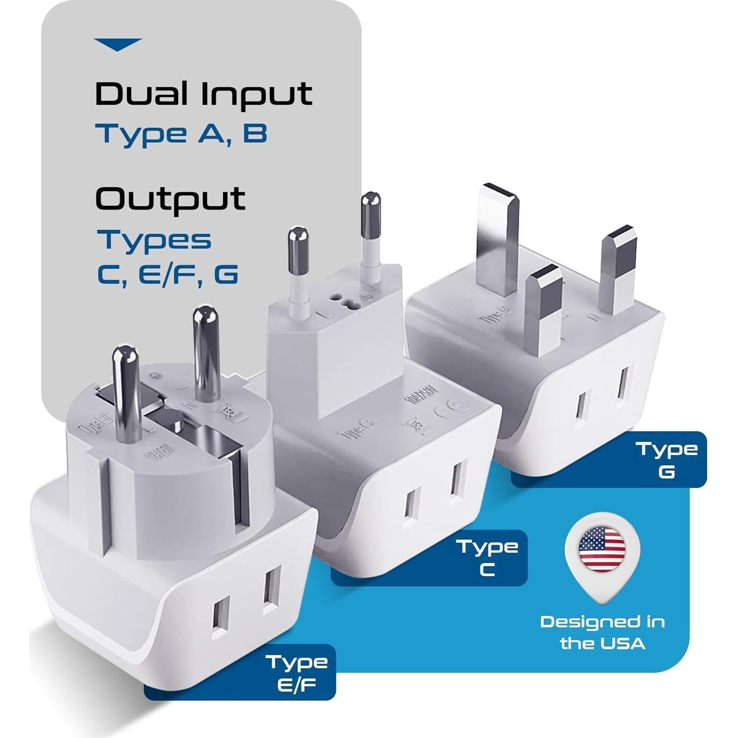 Juego de Adaptadores de Viaje Ceptics 2 en 1 - 3 Piezas