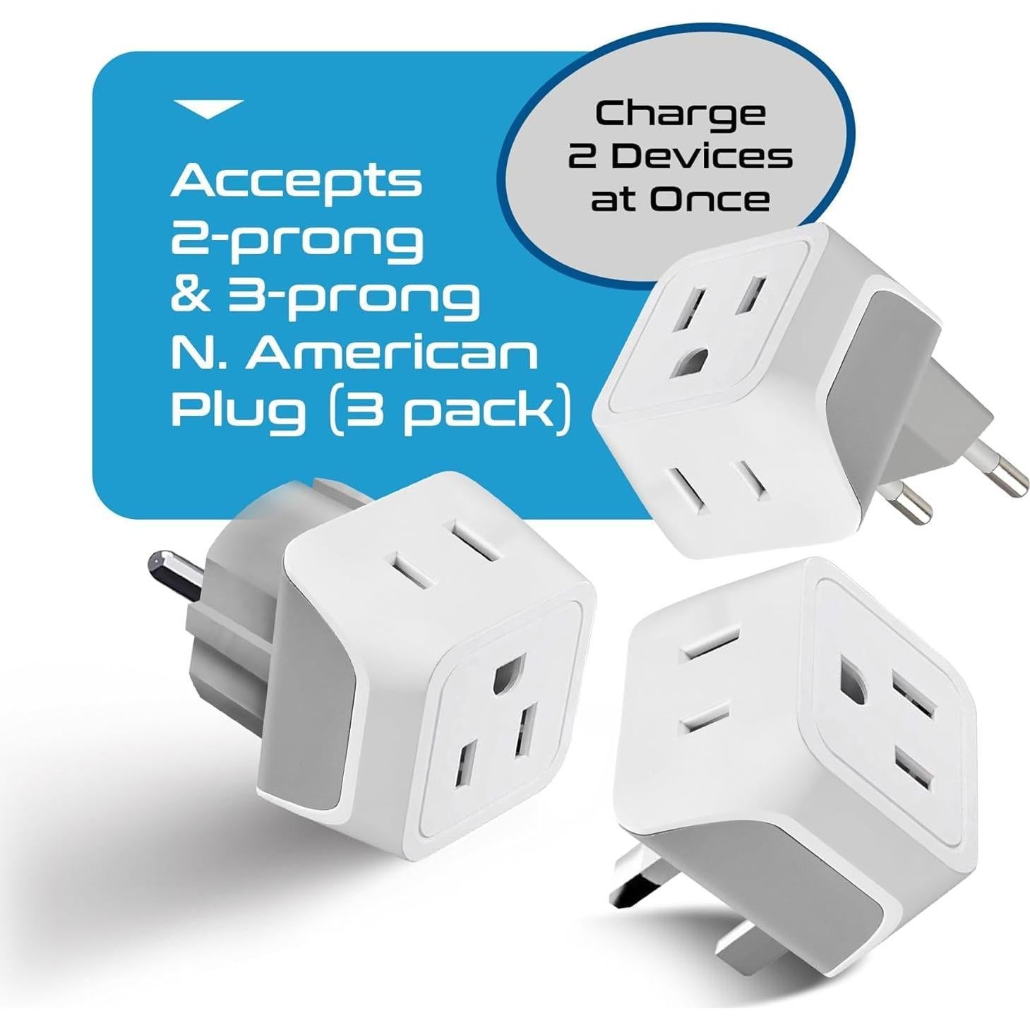 Juego de Adaptadores de Viaje Ceptics 2 en 1 - 3 Piezas