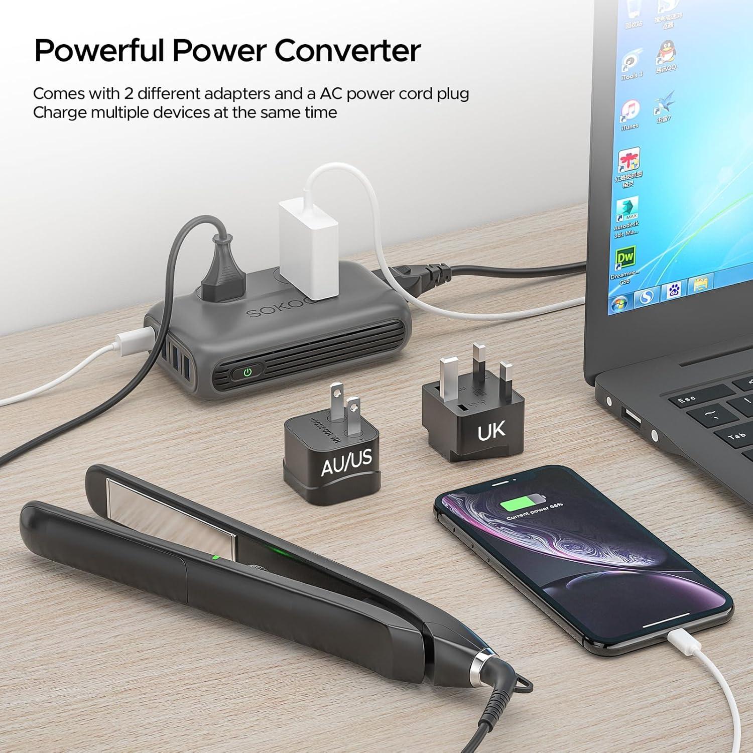 Convertidor de Voltaje SOKOO 220V a 110V con 4 Puertos USB