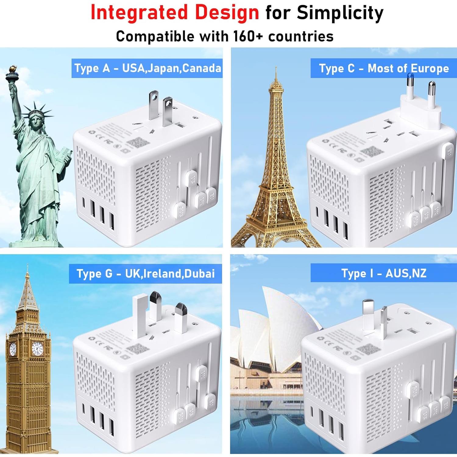 Convertidor de Voltaje 220V a 110V Mapambo Blanco - Carga Rápida