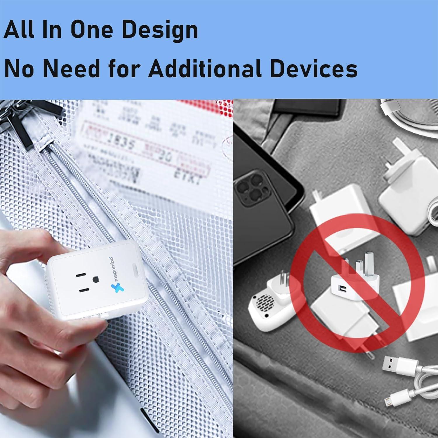 Convertidor de Voltaje 220V a 110V Mapambo Blanco - Carga Rápida