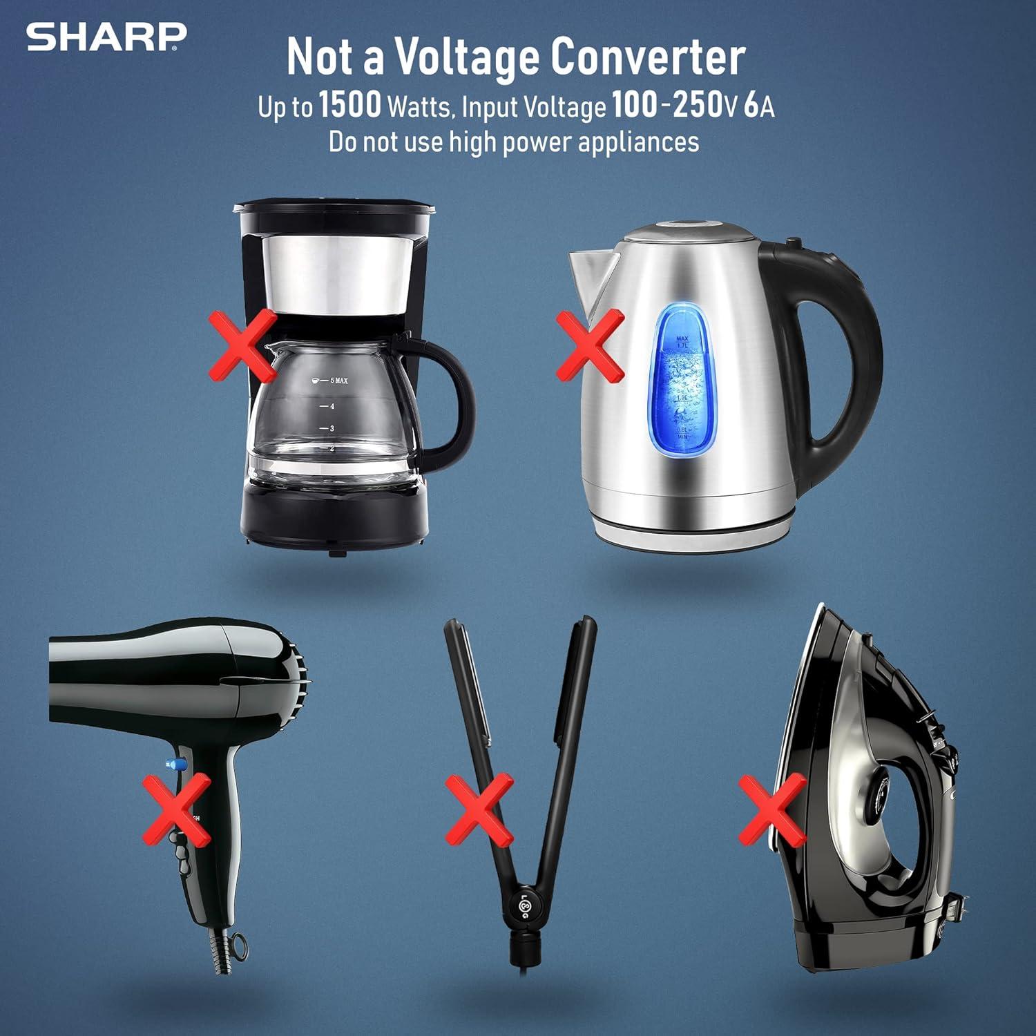 Adaptador de Viaje Universal SHARP con 4 Puertos USB - Negro