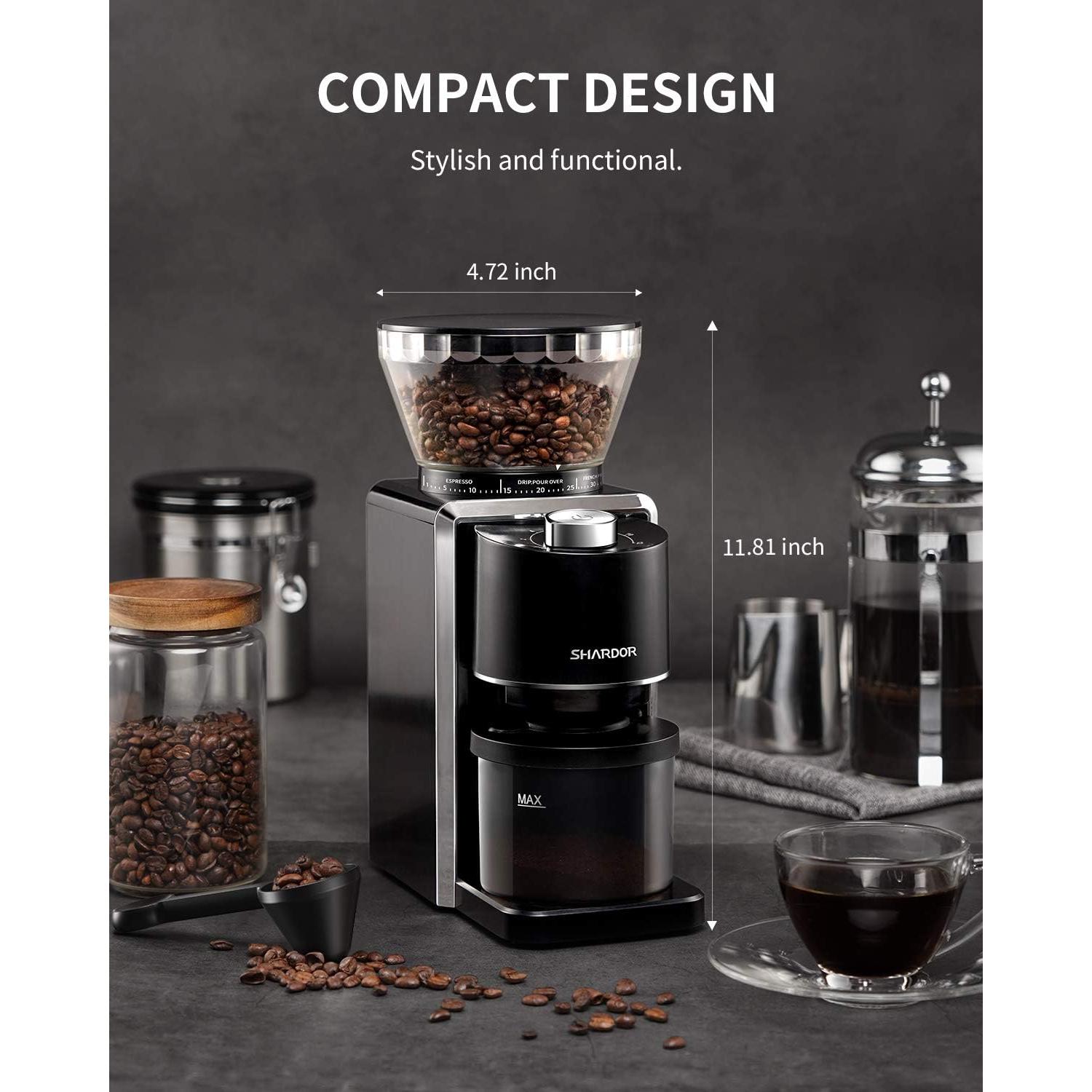 Molinillo de Café Eléctrico SHARDOR 35 Ajustes 2-12 Tazas