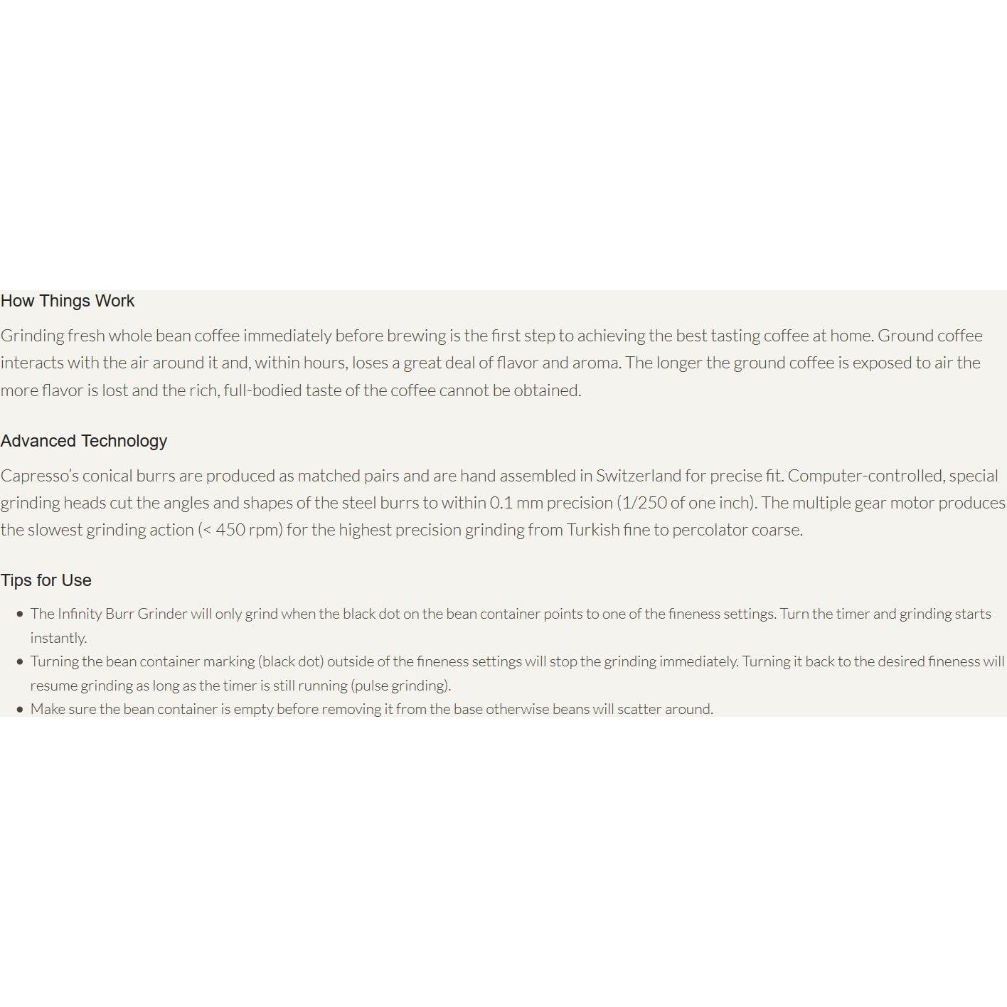 Molinillo de Café Burr Conical Capresso 560, Acero Inoxidable, 240g