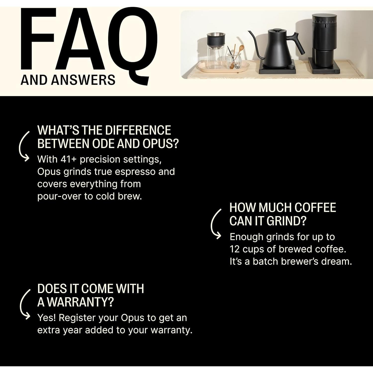 Molinillo de Café Eléctrico Fellow Opus - 41 Configuraciones - Negro Mate