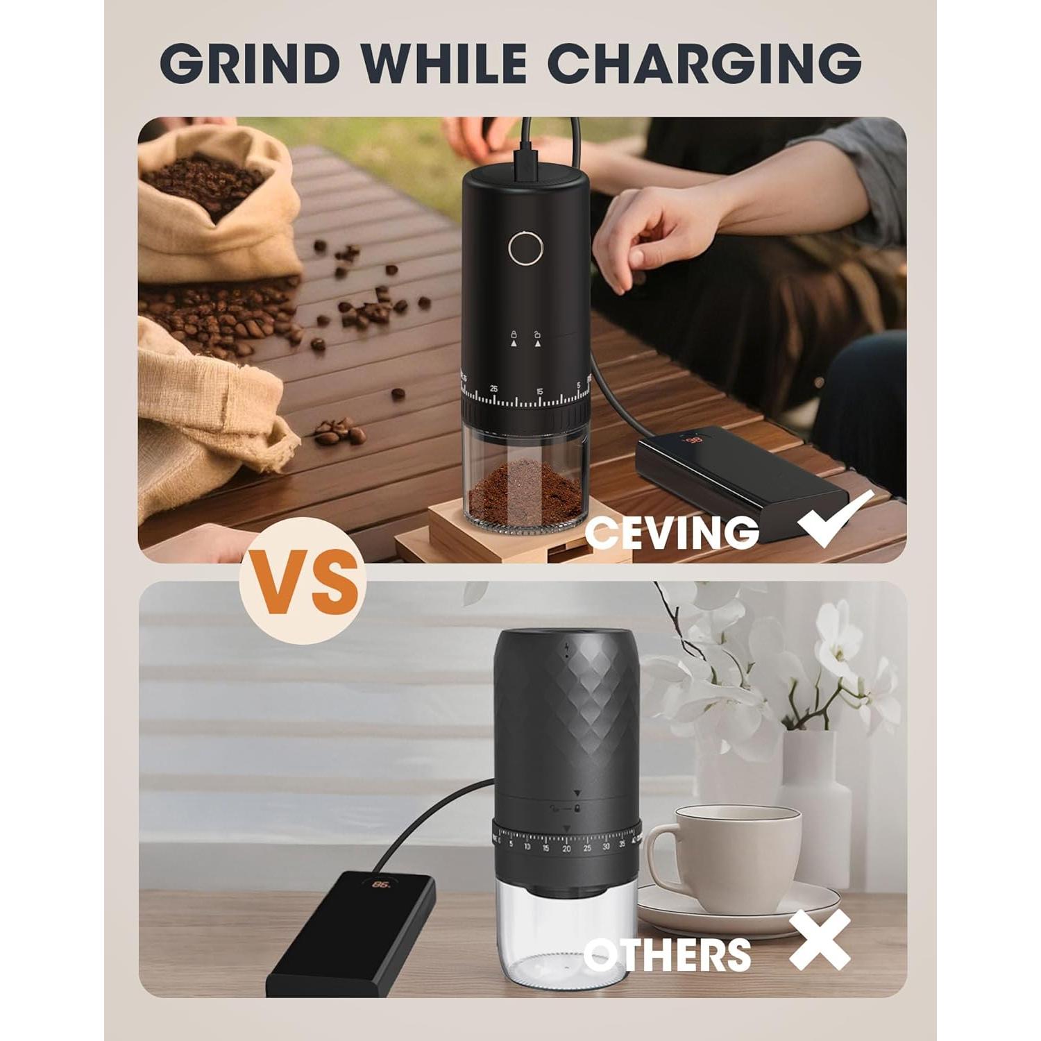 Molinillo de Café CEVING Recargable 2000mAh 38 Ajustes Portátil