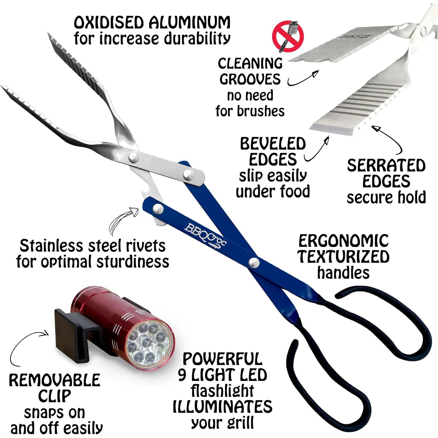 BBQ Croc Herramienta 3 en 1 Barbacoa 45.72 cm Azul