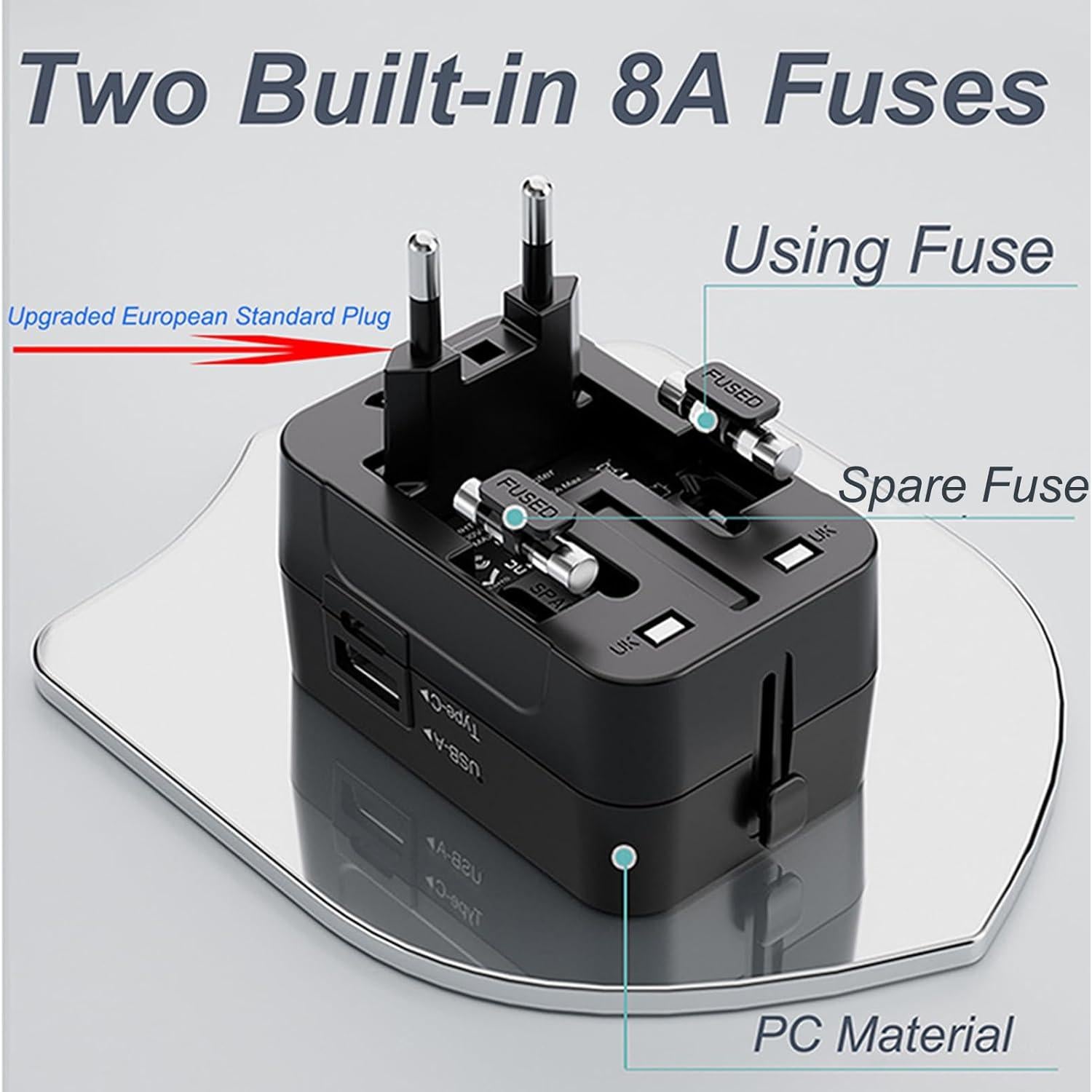 Adaptador de Viaje Universal Vishui Ta2025 con 4 Enchufes