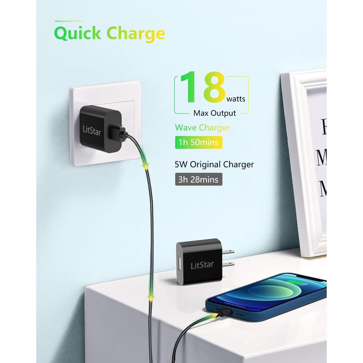 Cargador de pared USB 18W LitStar Quick Charge 3.0