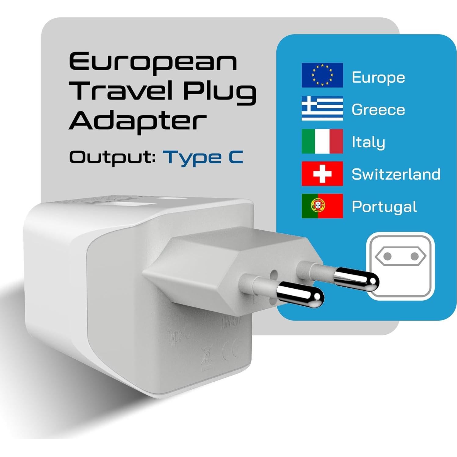 Adaptador de Enchufe de Viaje Ceptics Tipo C - USB-A y C