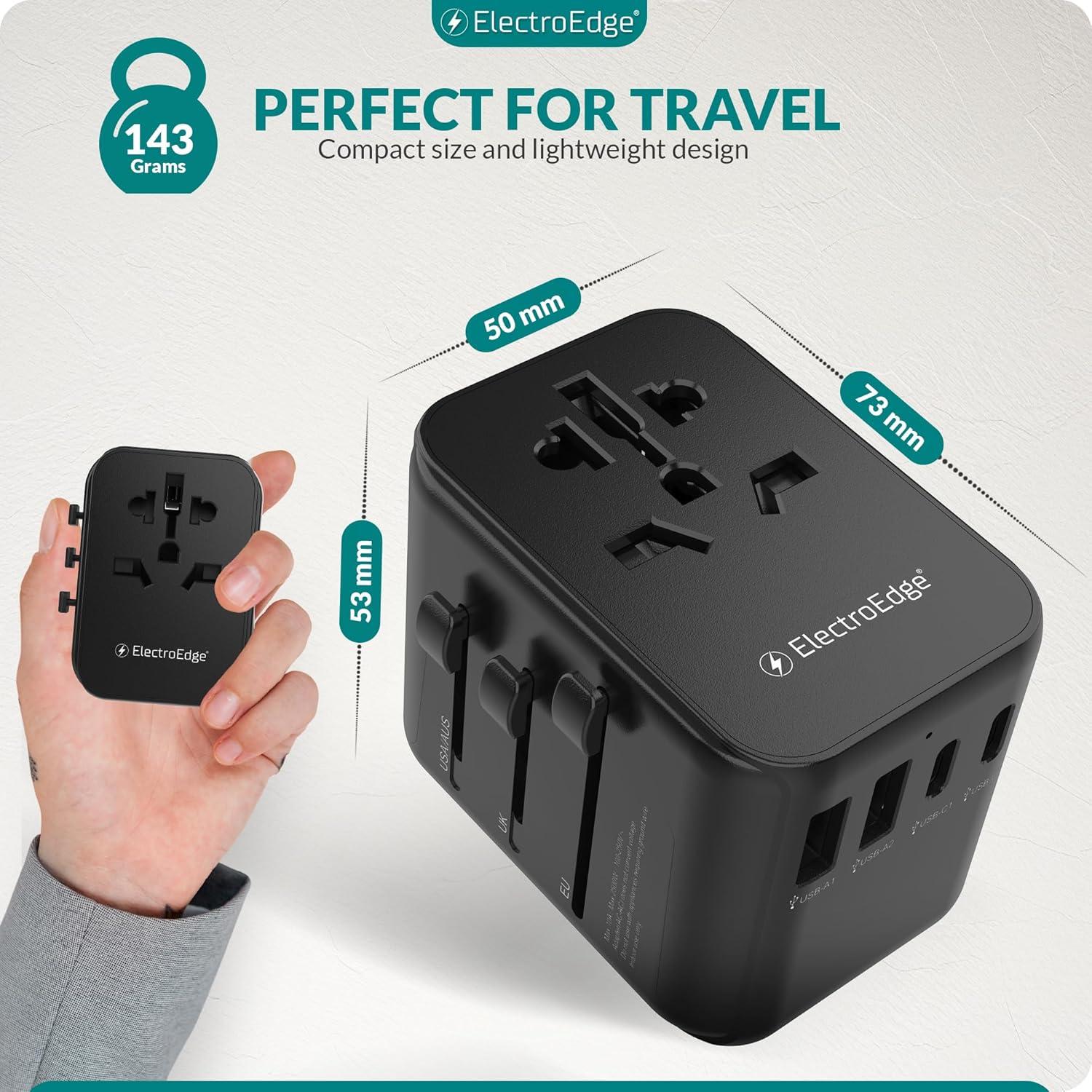 Adaptador de Viaje Universal ElectroEdge con 4 Puertos USB