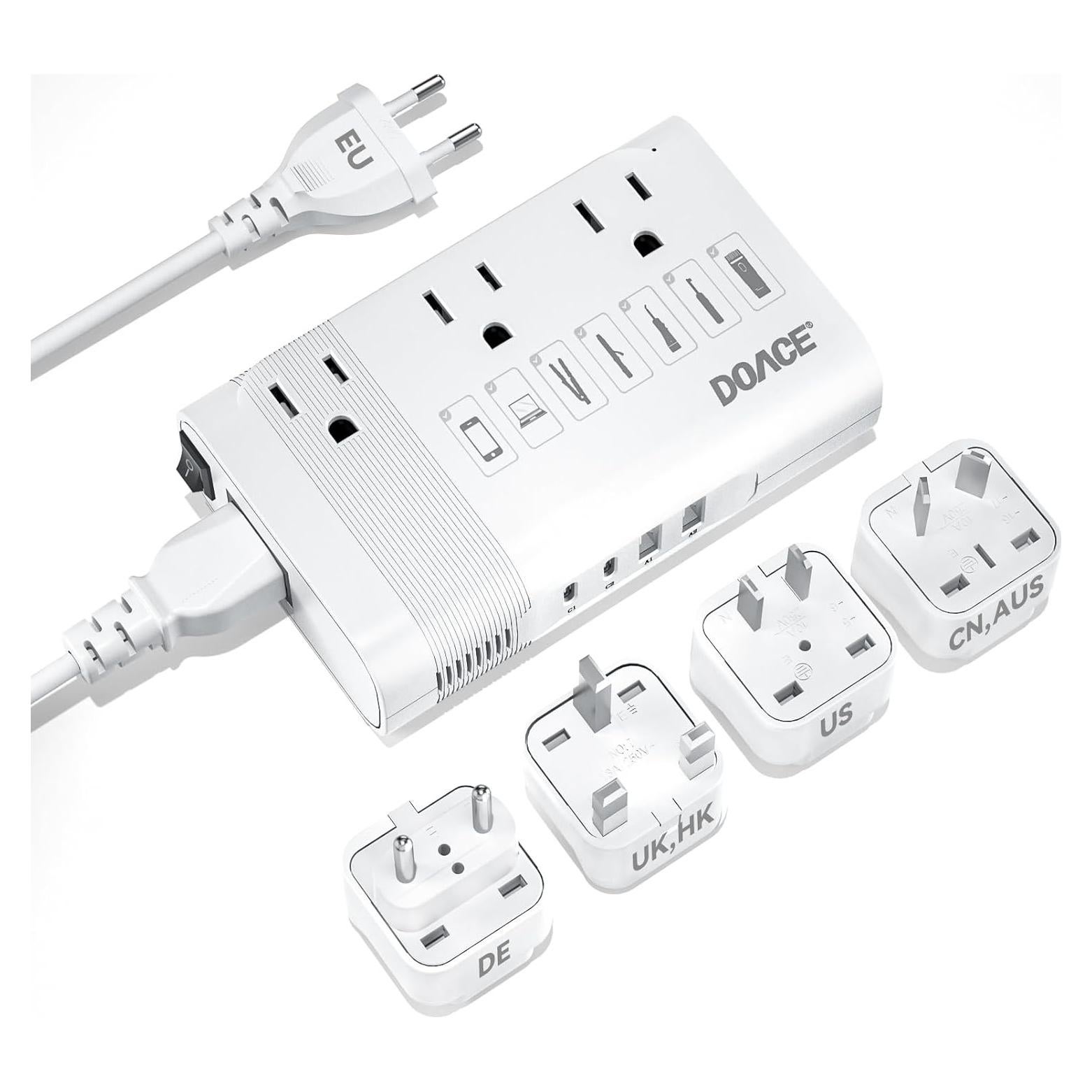 Convertidor de Voltaje DOACE 350W 220V a 110V con Adaptadores