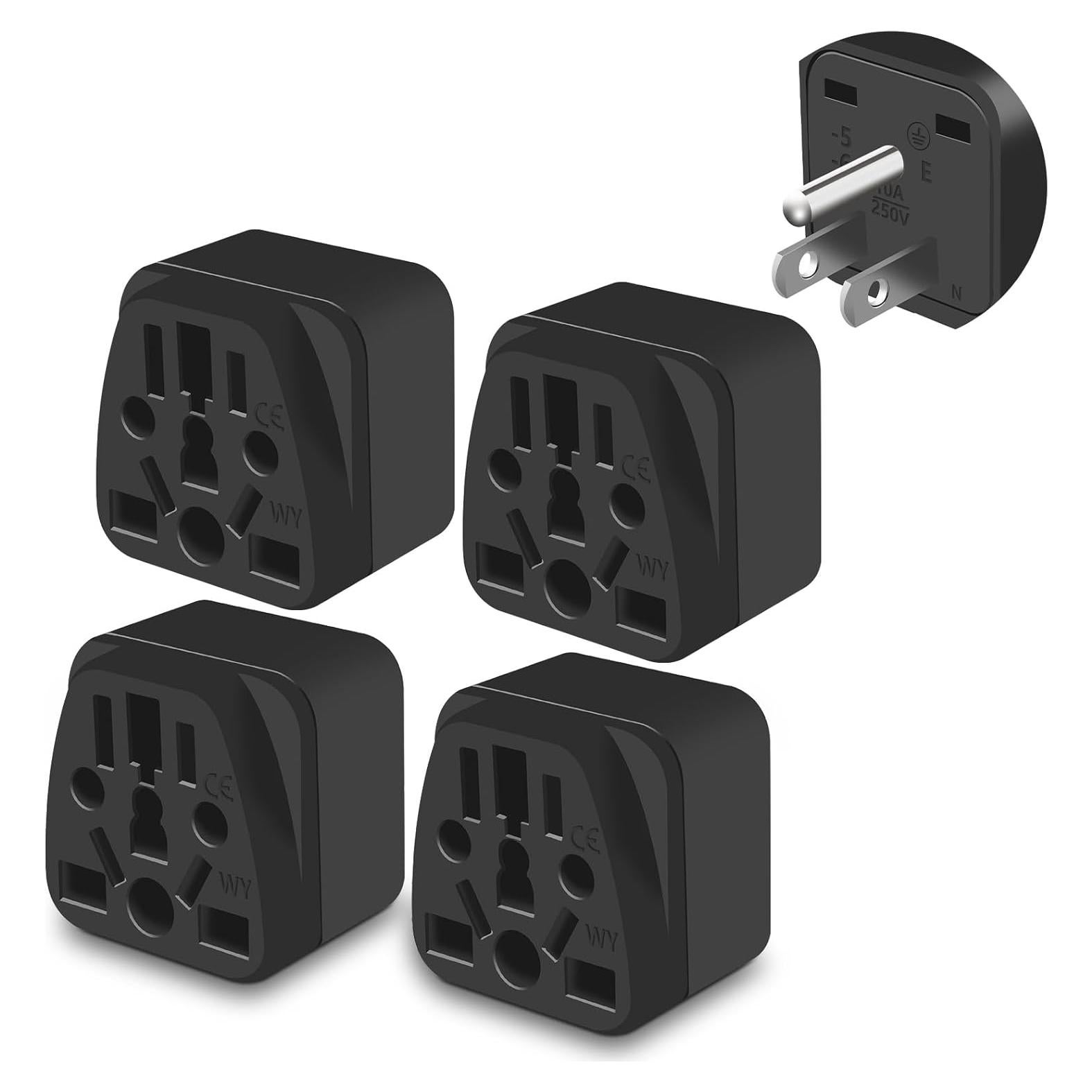 Adaptador de Viaje Universal 4 Pack Chaozhou Negro 3 Clavijas