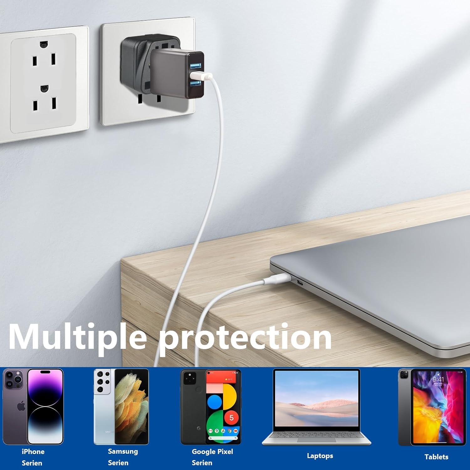 Adaptador de Viaje Universal 4 Pack Chaozhou Negro 3 Clavijas