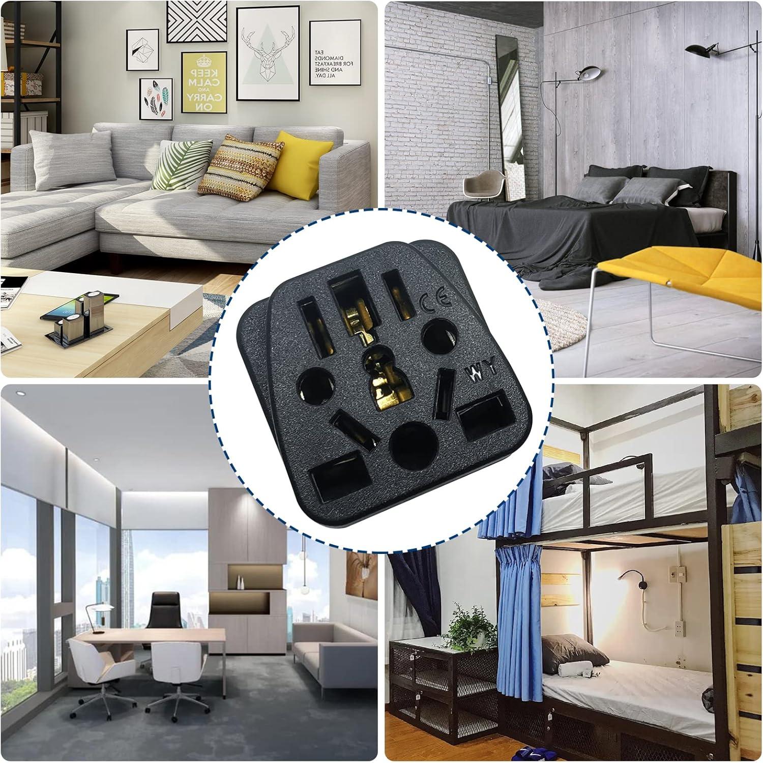 Adaptador de Viaje Universal 4 Pack Chaozhou Negro 3 Clavijas