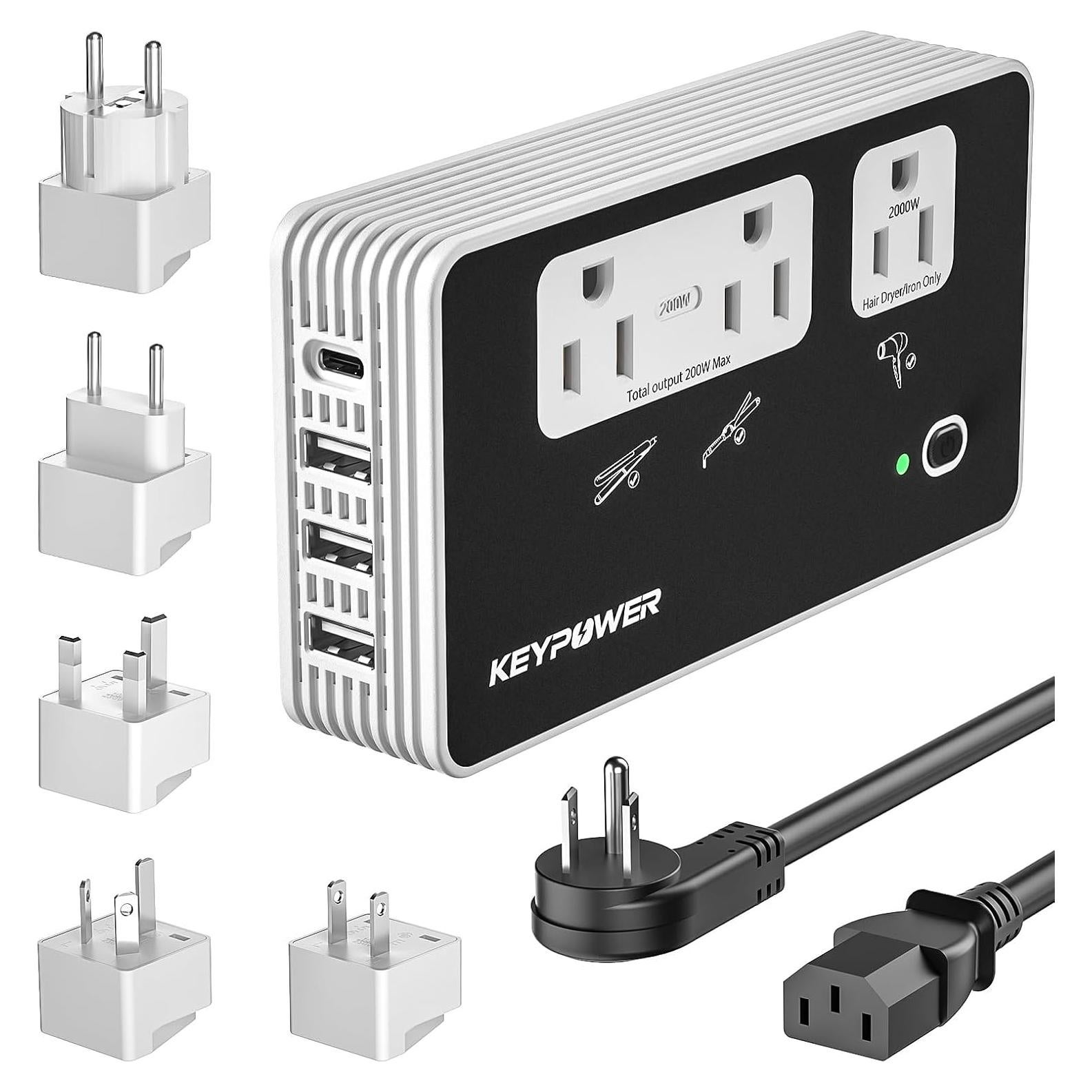 Convertidor de Voltaje Key Power 2000W 220V a 110V para Viajes