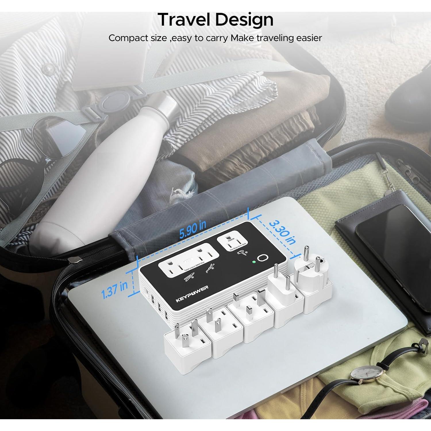 Convertidor de Voltaje Key Power 2000W 220V a 110V para Viajes