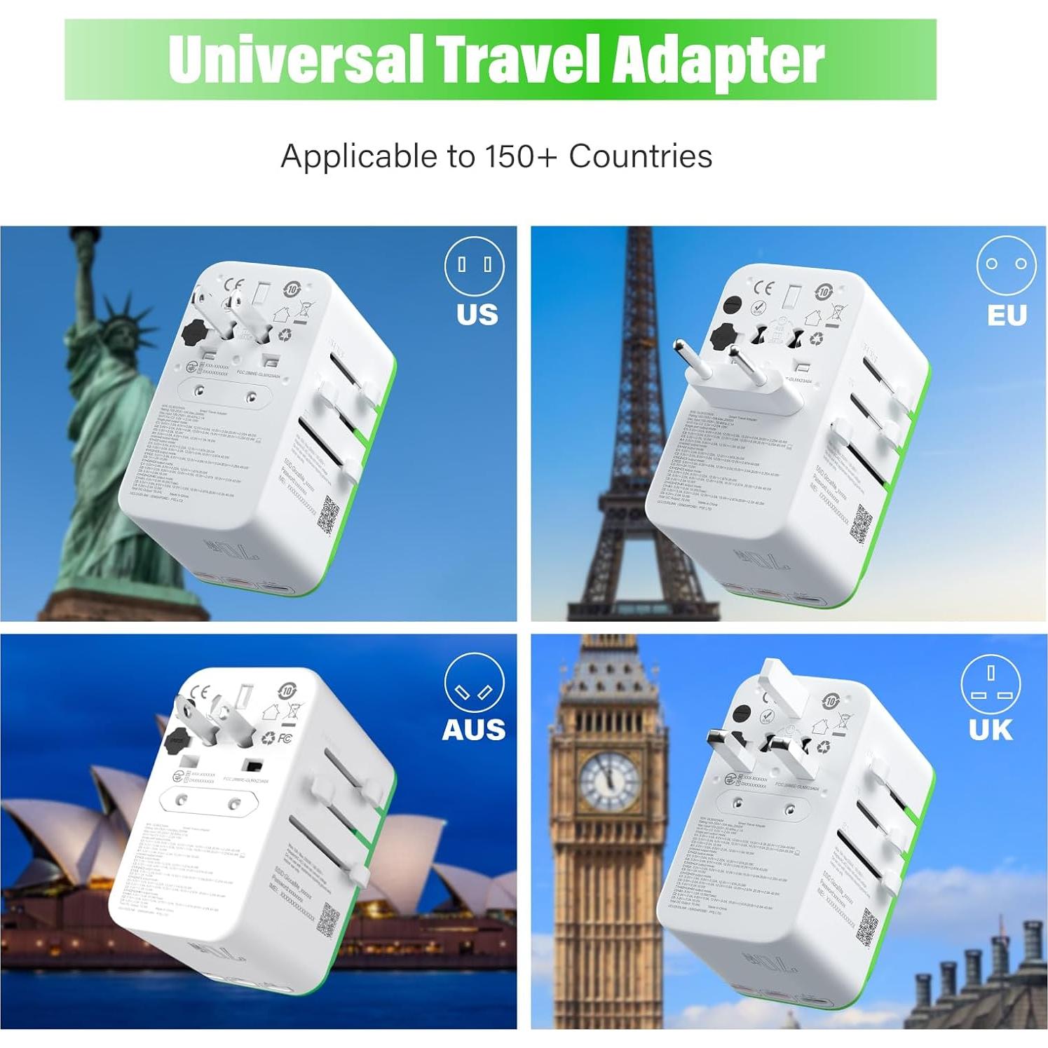 Adaptador de Viaje Universal GlocalMe RoamPlug 4G WiFi 1GB Datos