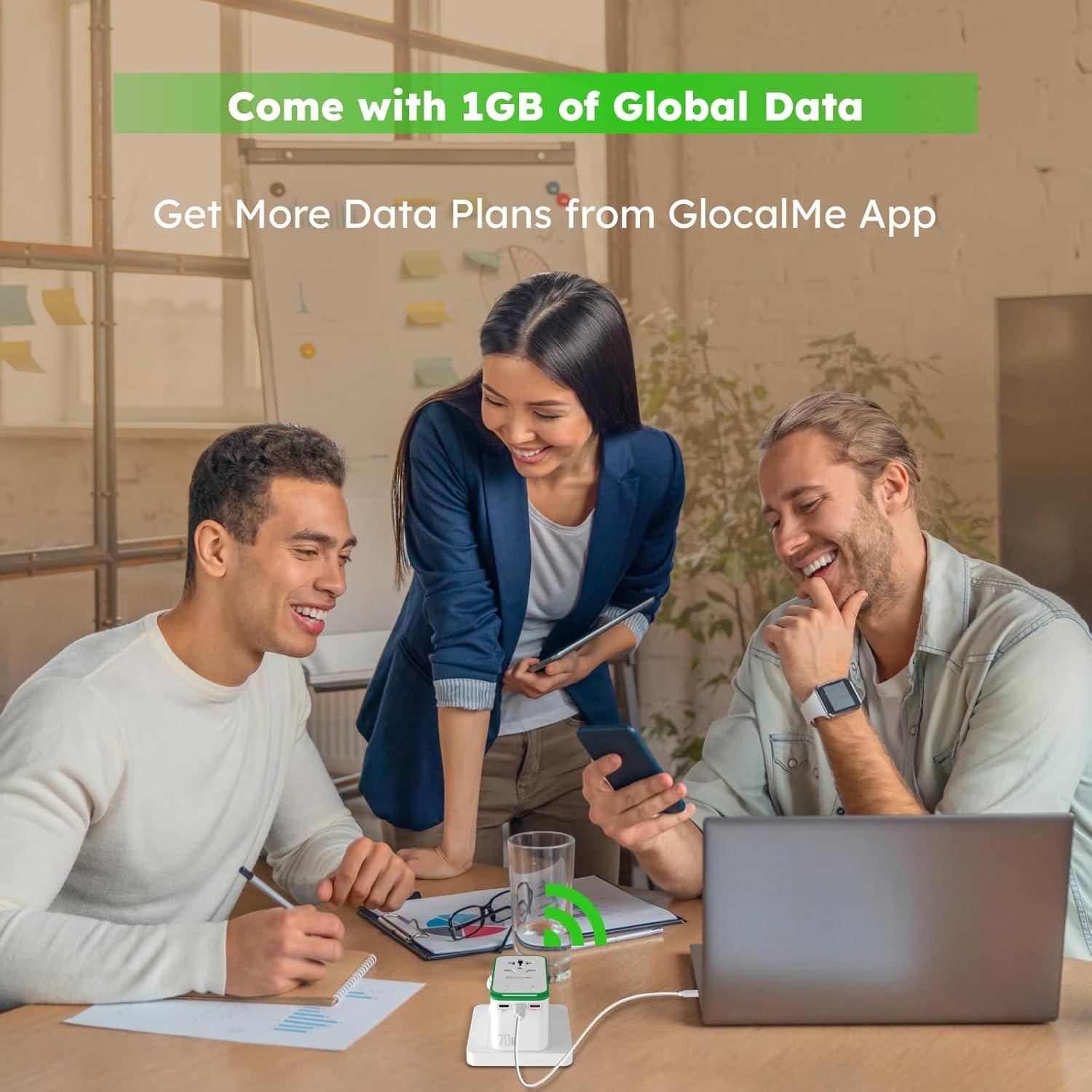 Adaptador de Viaje Universal GlocalMe RoamPlug 4G WiFi 1GB Datos