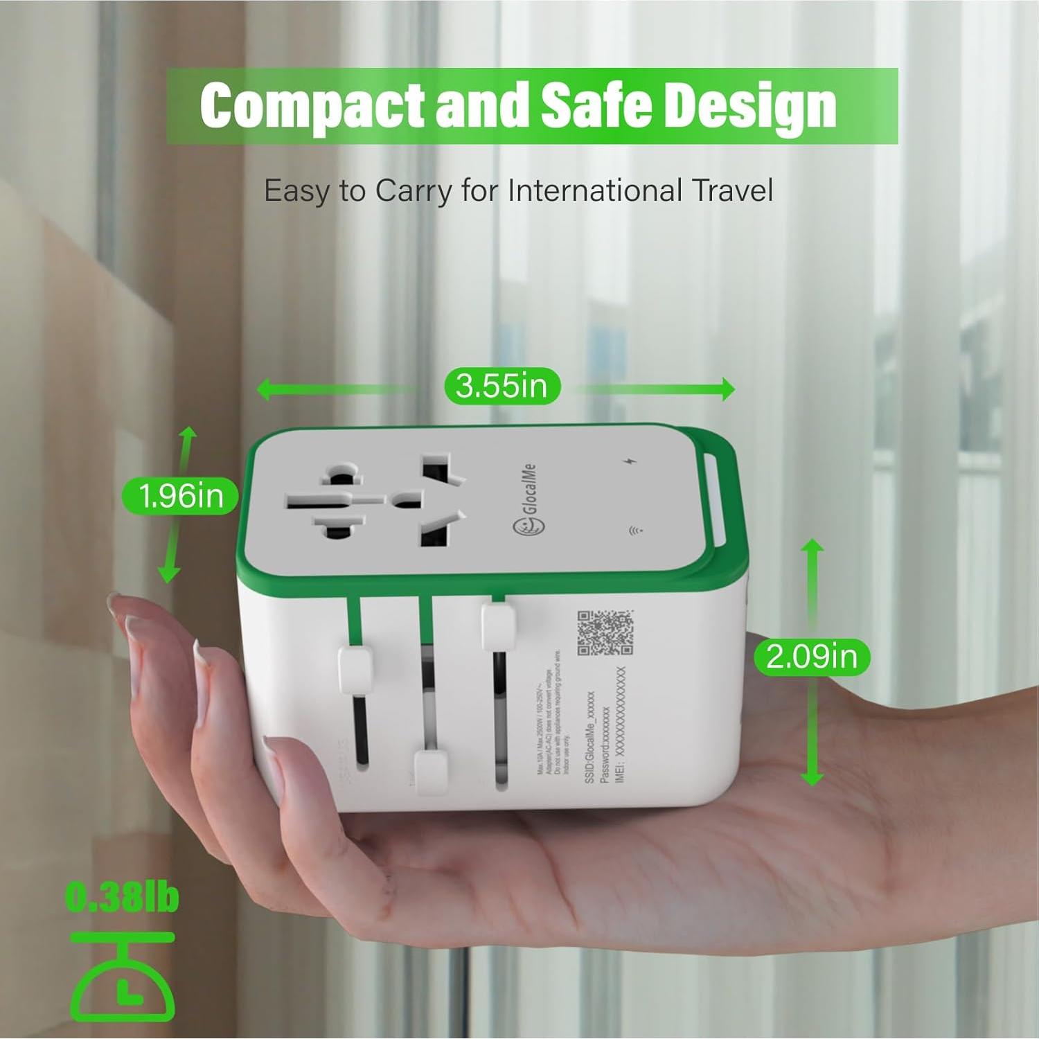 Adaptador de Viaje Universal GlocalMe RoamPlug 4G WiFi 1GB Datos