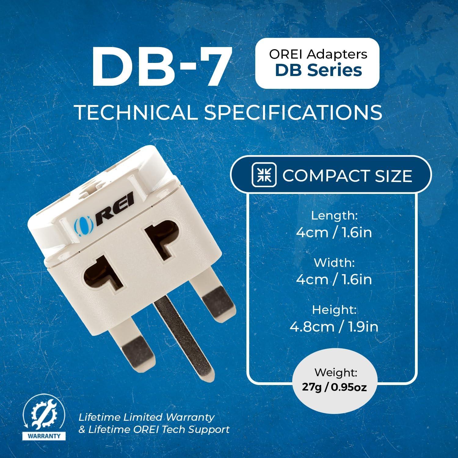Adaptador de viaje OREI Tipo G - 2 en 1 - Paquete de 2 - Blanco