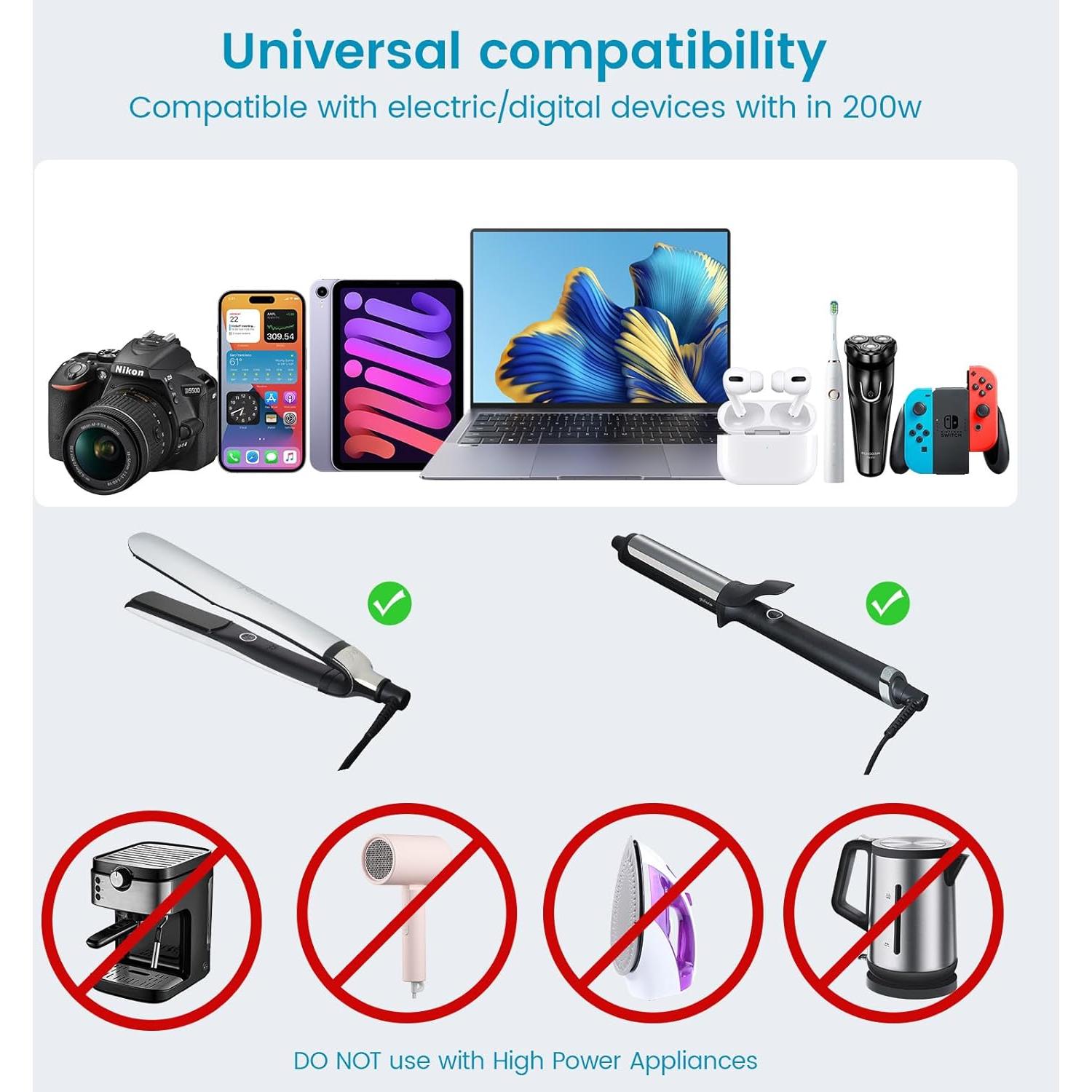 Convertidor de Voltaje BESTEK 220V a 110V con USB 3 Puertos