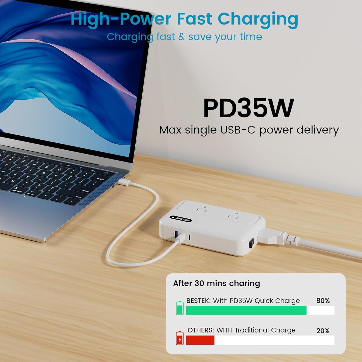 Convertidor de Voltaje BESTEK 220V a 110V con USB 3 Puertos