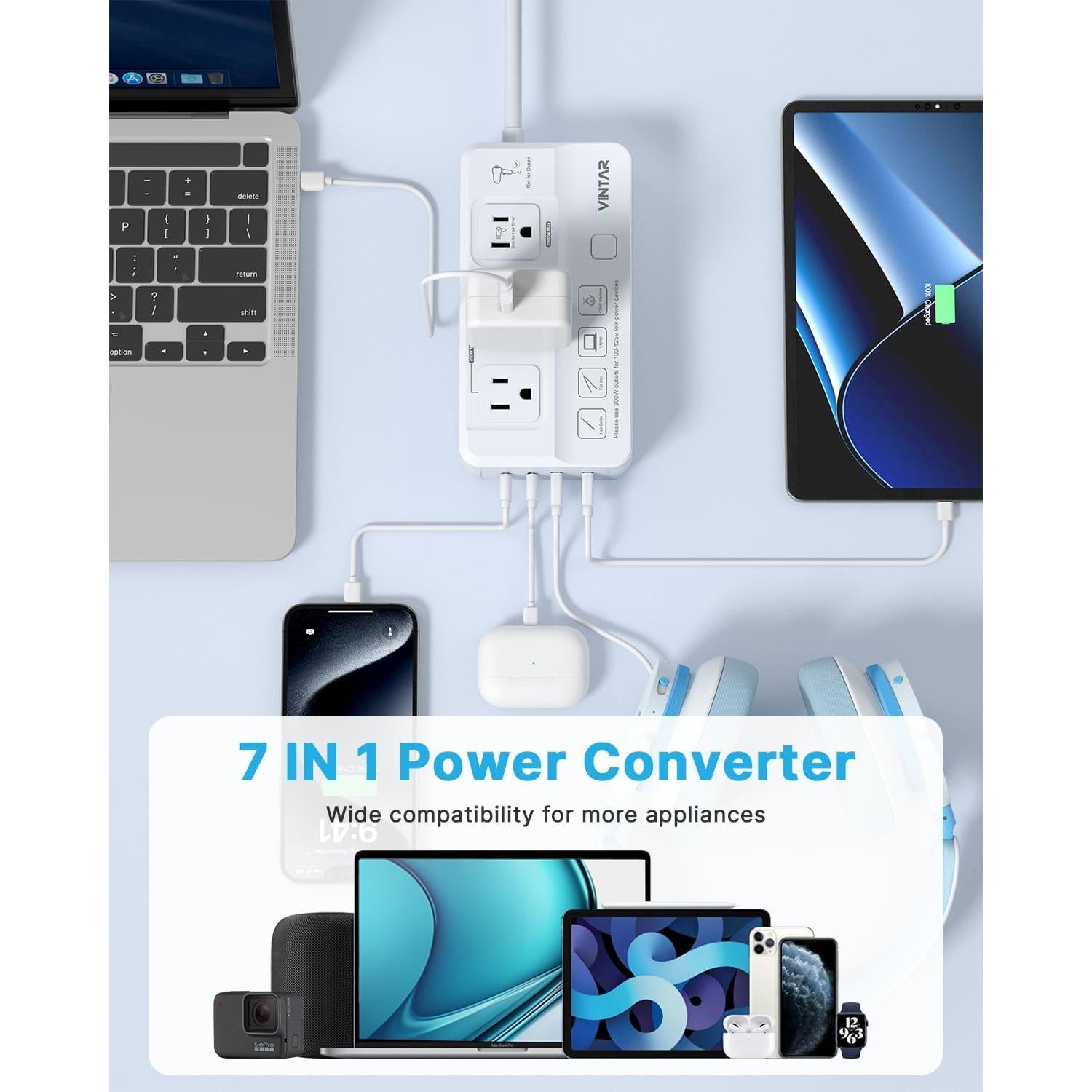 Convertidor de Voltaje VINTAR 220V a 110V 2000W con USB