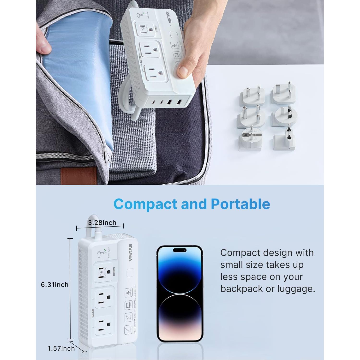 Convertidor de Voltaje VINTAR 220V a 110V 2000W con USB