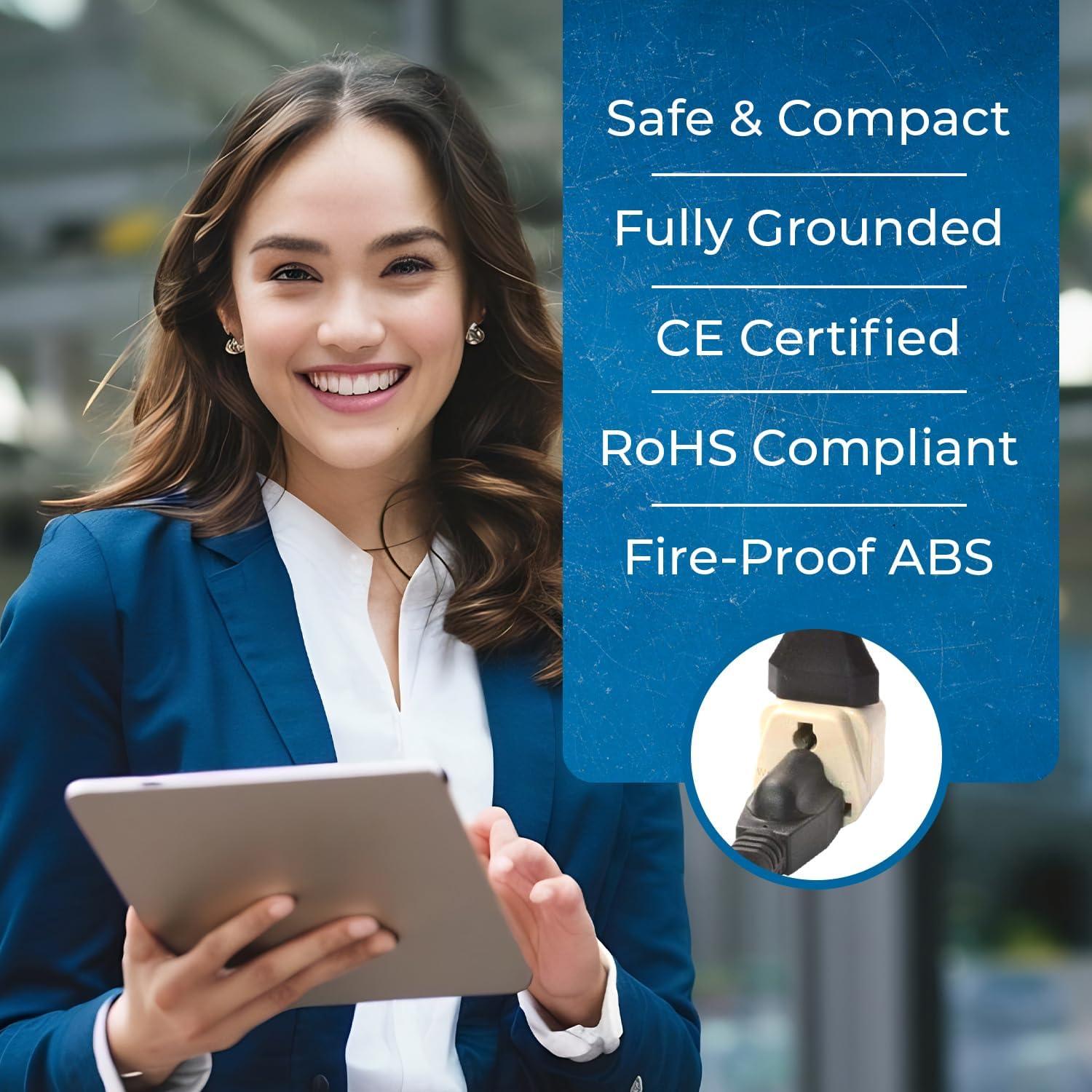 Adaptador de viaje OREI USA a Europa Schuko 2 en 1 - Paquete de 2