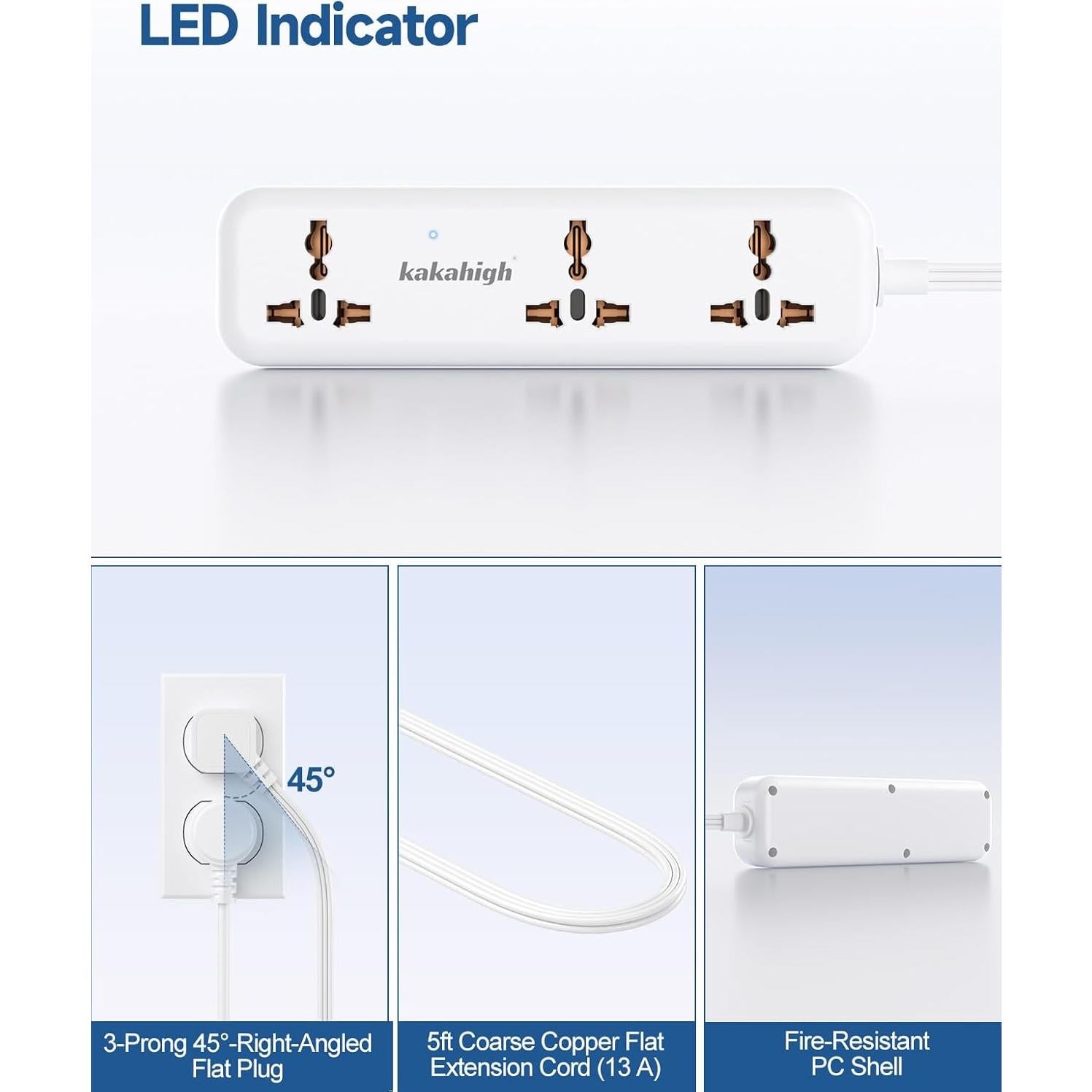 Adaptador de Enchufe Universal KAKAHIGH con USB 5FT