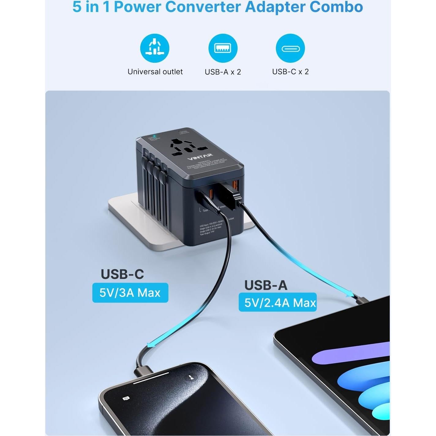 Convertidor de Voltaje 220V a 110V VINTAR 2000W con 4 USB