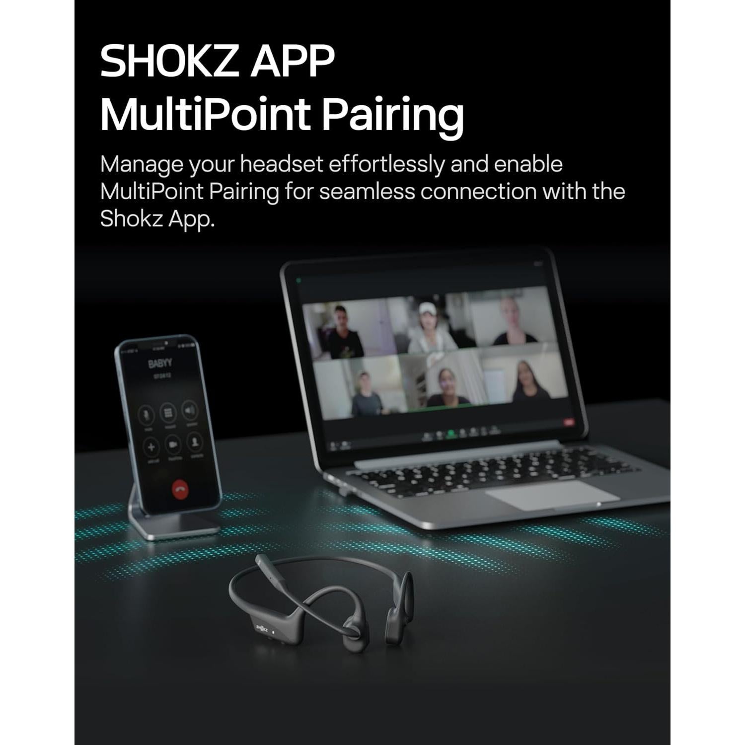 Auriculares Inalámbricos SHOKZ OpenComm2 con Micrófono - 16h Batería