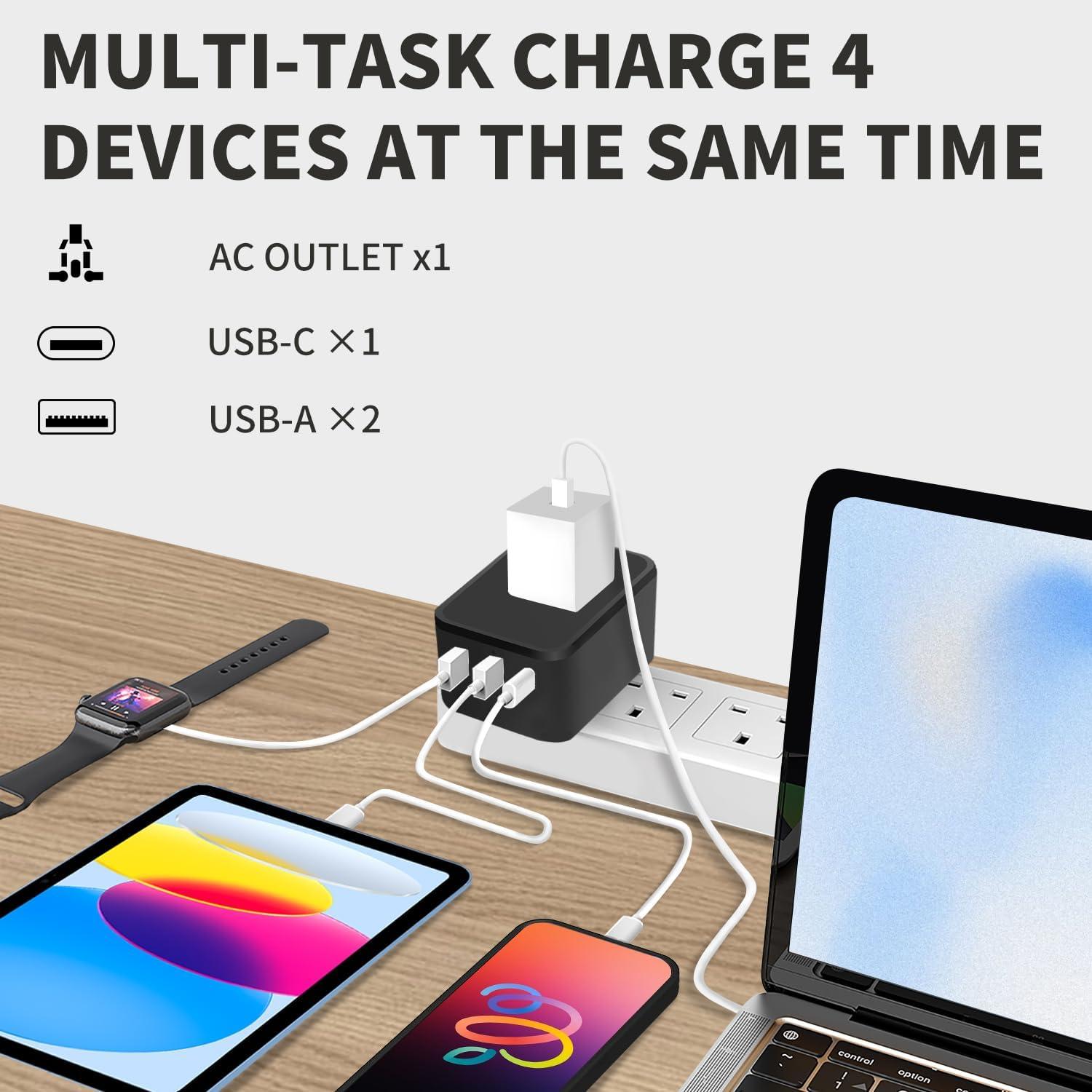 Adaptador de Viaje Universal GaN 12W Dongguan 4 Puertos USB