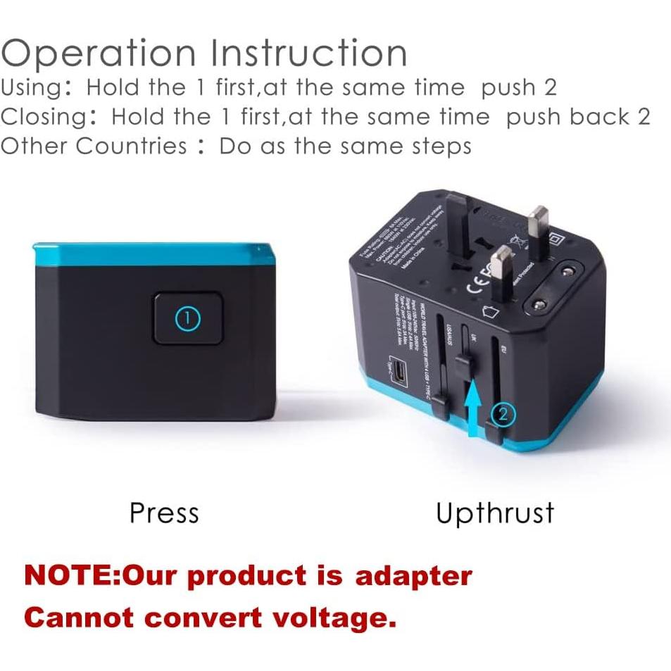 Adaptador Universal de Viaje Ease2U con 4 Puertos USB 8A