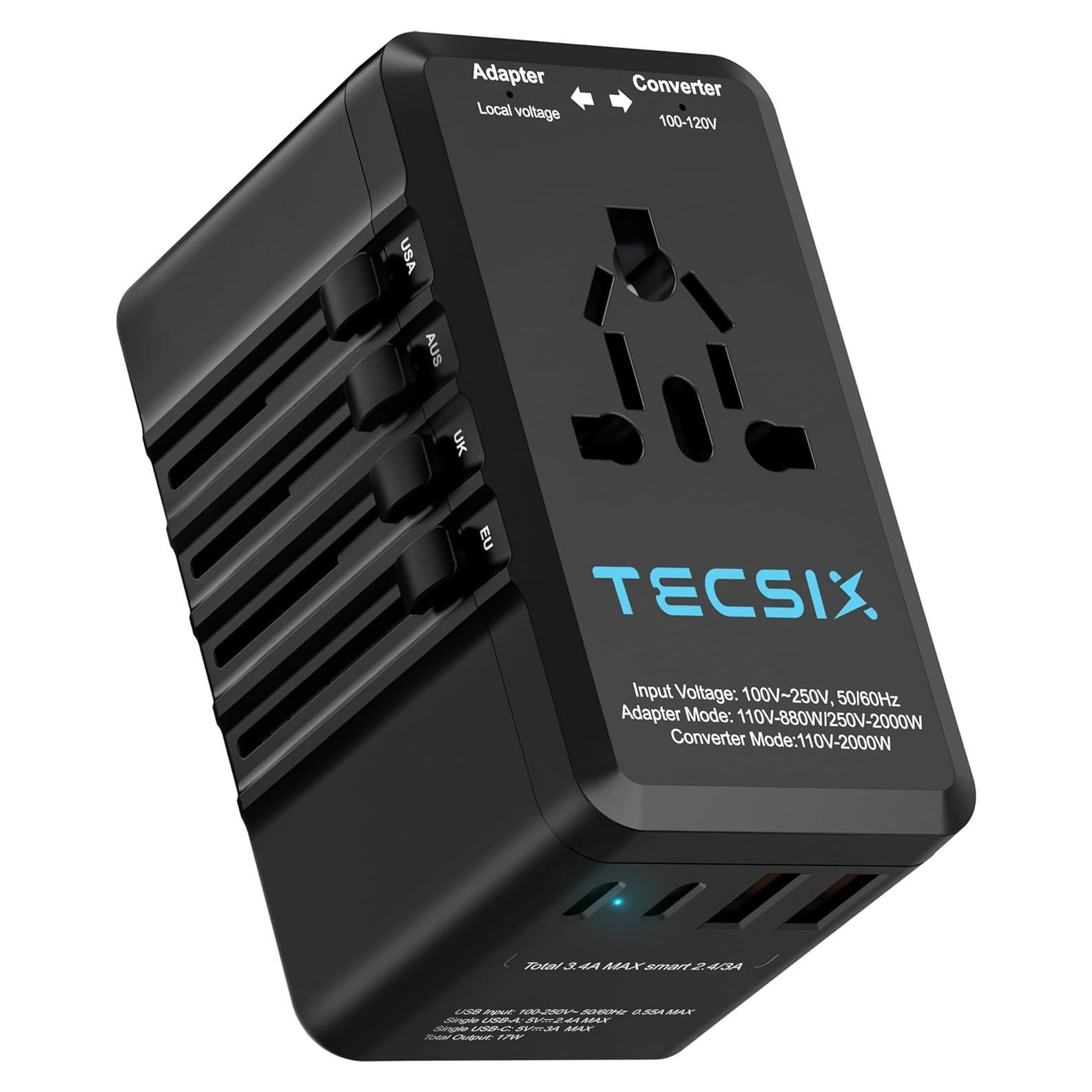 Convertidor de Voltaje 220V a 110V TECSIX con 4 USB