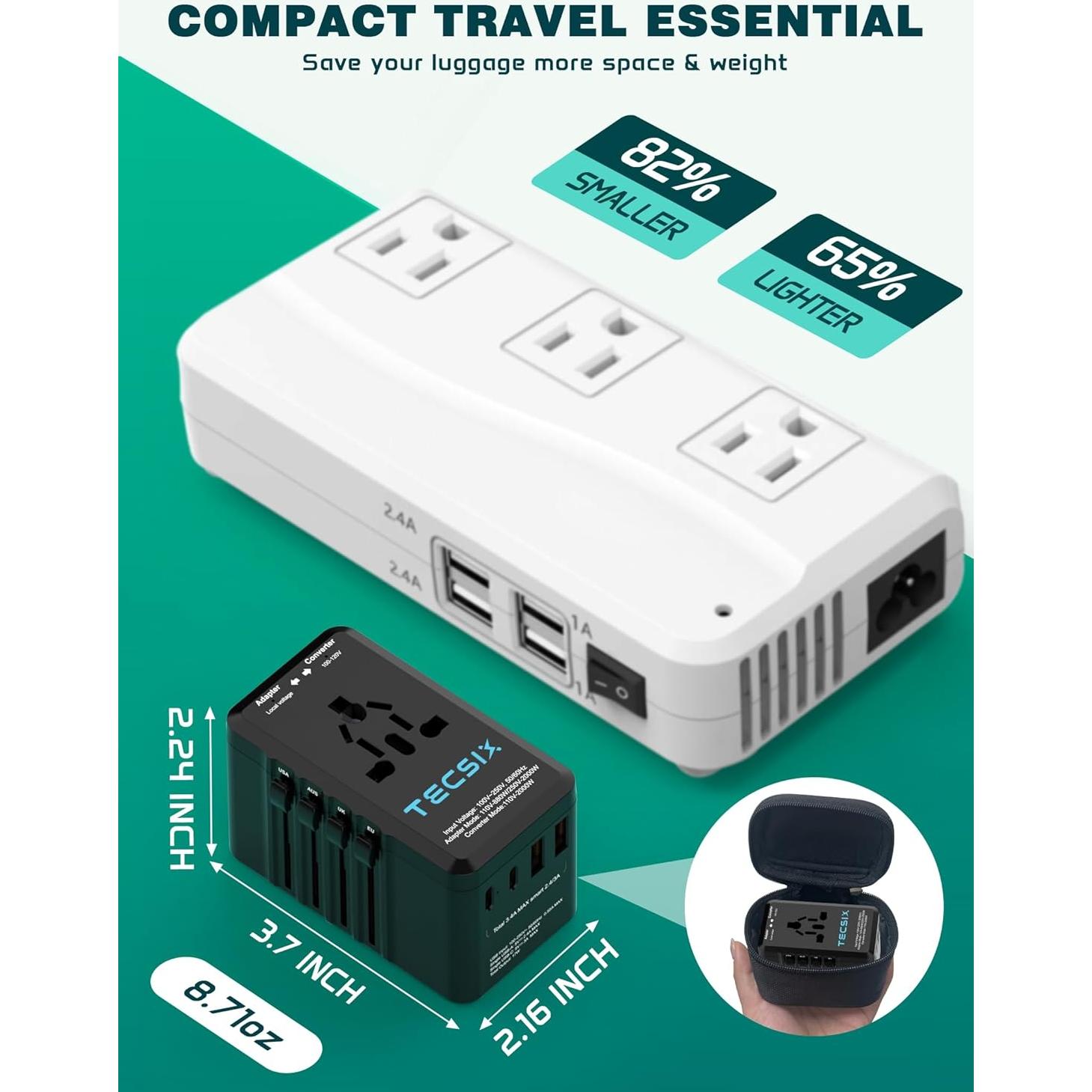 Convertidor de Voltaje 220V a 110V TECSIX con 4 USB