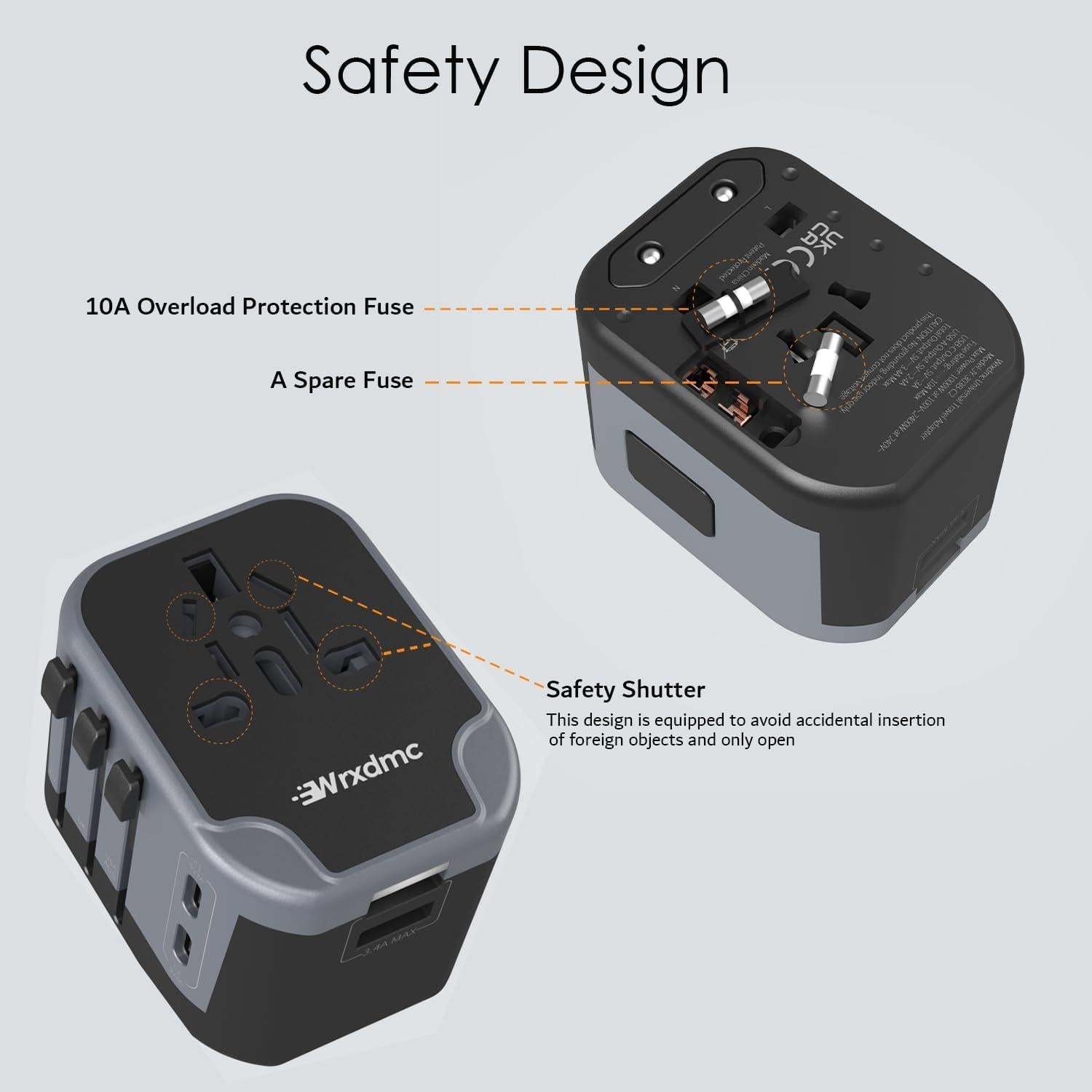 Adaptador de Enchufe Universal Wrxdmc JY-303B-C2 con 4 USB