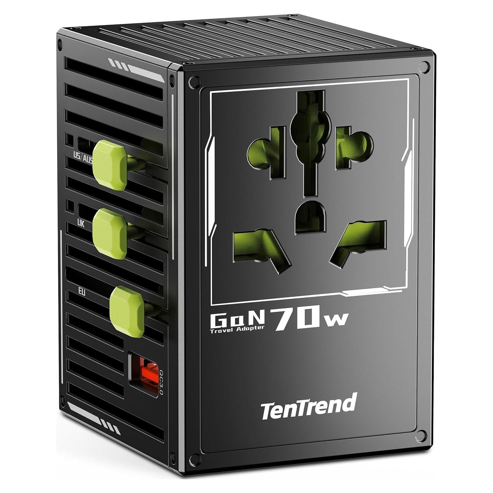 Adaptador de Viaje Universal TenTrend 70W con 4 USB-C y 1 USB-A