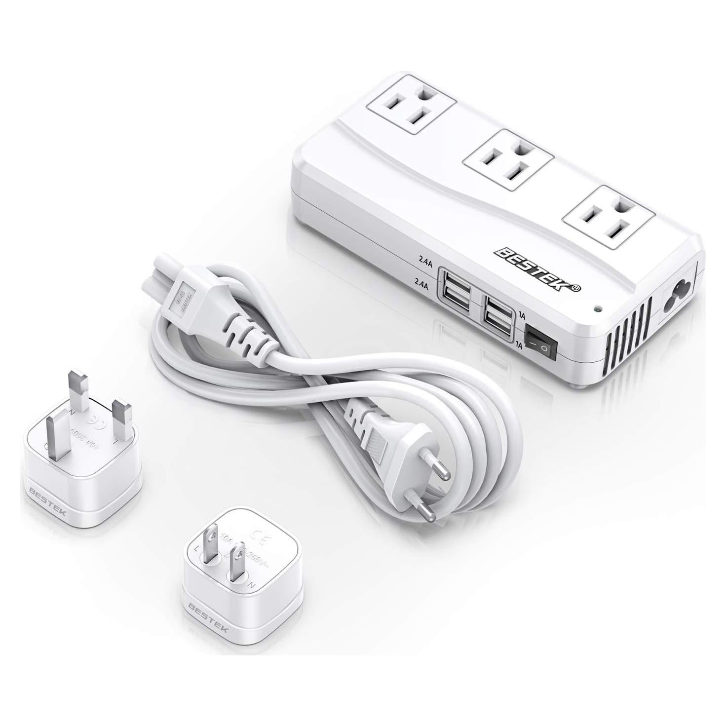 Adaptador de Viaje Universal BESTEK 220V a 110V 4 Puertos USB