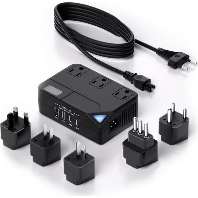 Convertidor de Viaje Universal 250W DONGGUAN con 2 USB y 2 USB-C