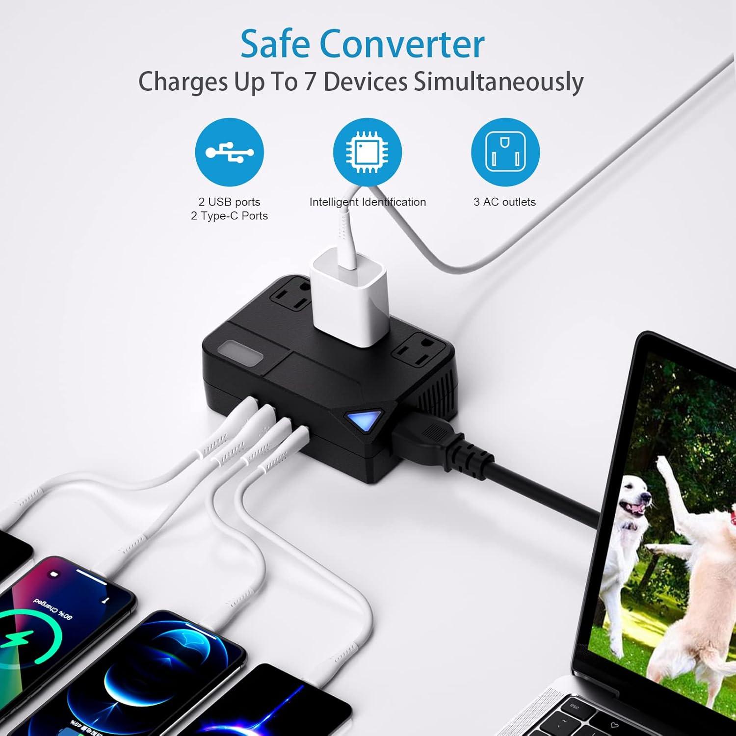 Convertidor de Viaje Universal 250W DONGGUAN con 2 USB y 2 USB-C