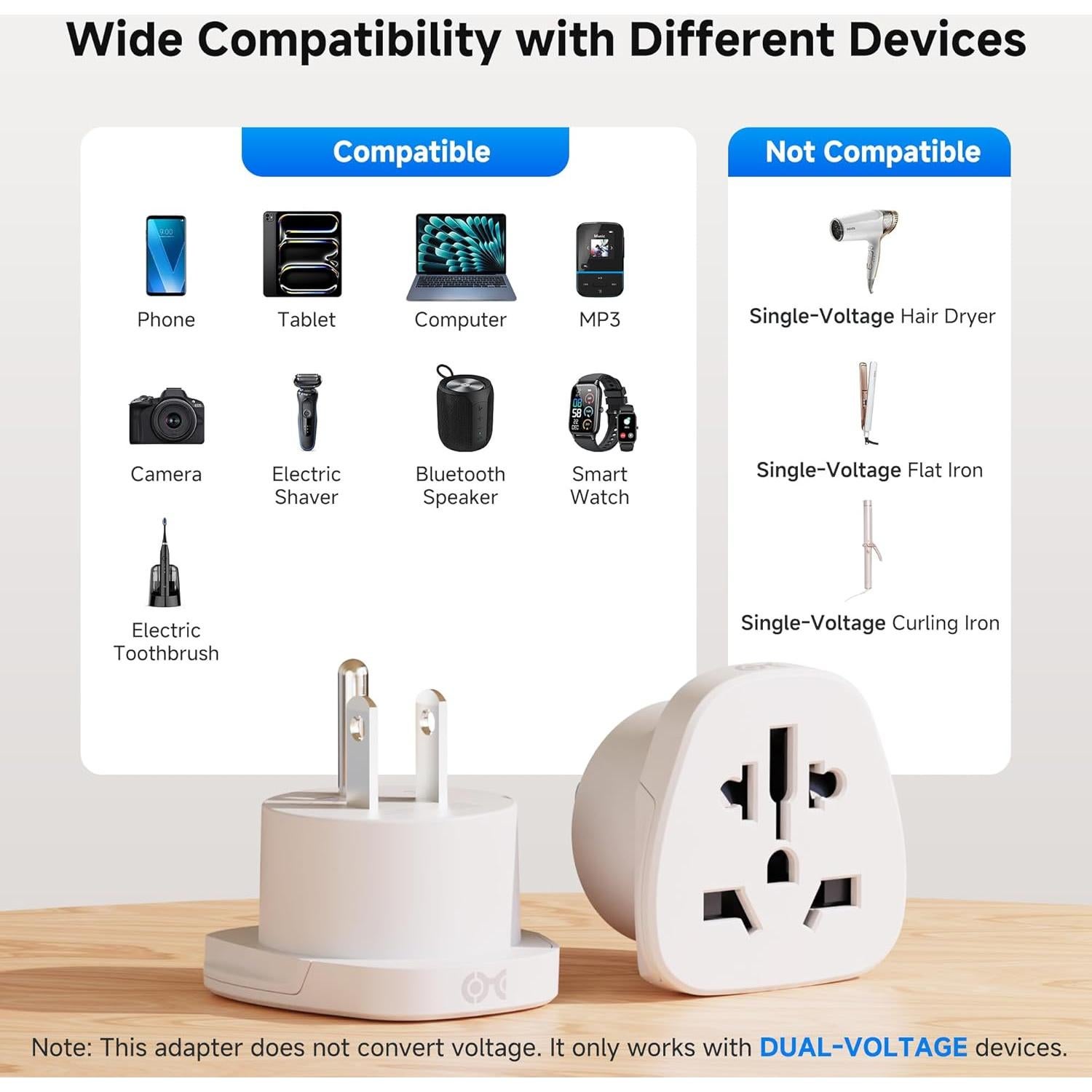 Adaptador de Viaje Universal Cable Matters Tipo B 2500W