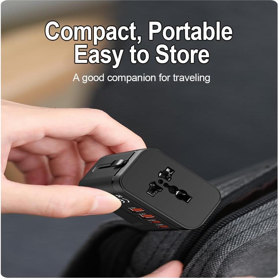 Adaptador de Enchufe Universal 20W con 4 Puertos USB-C/A - Negro