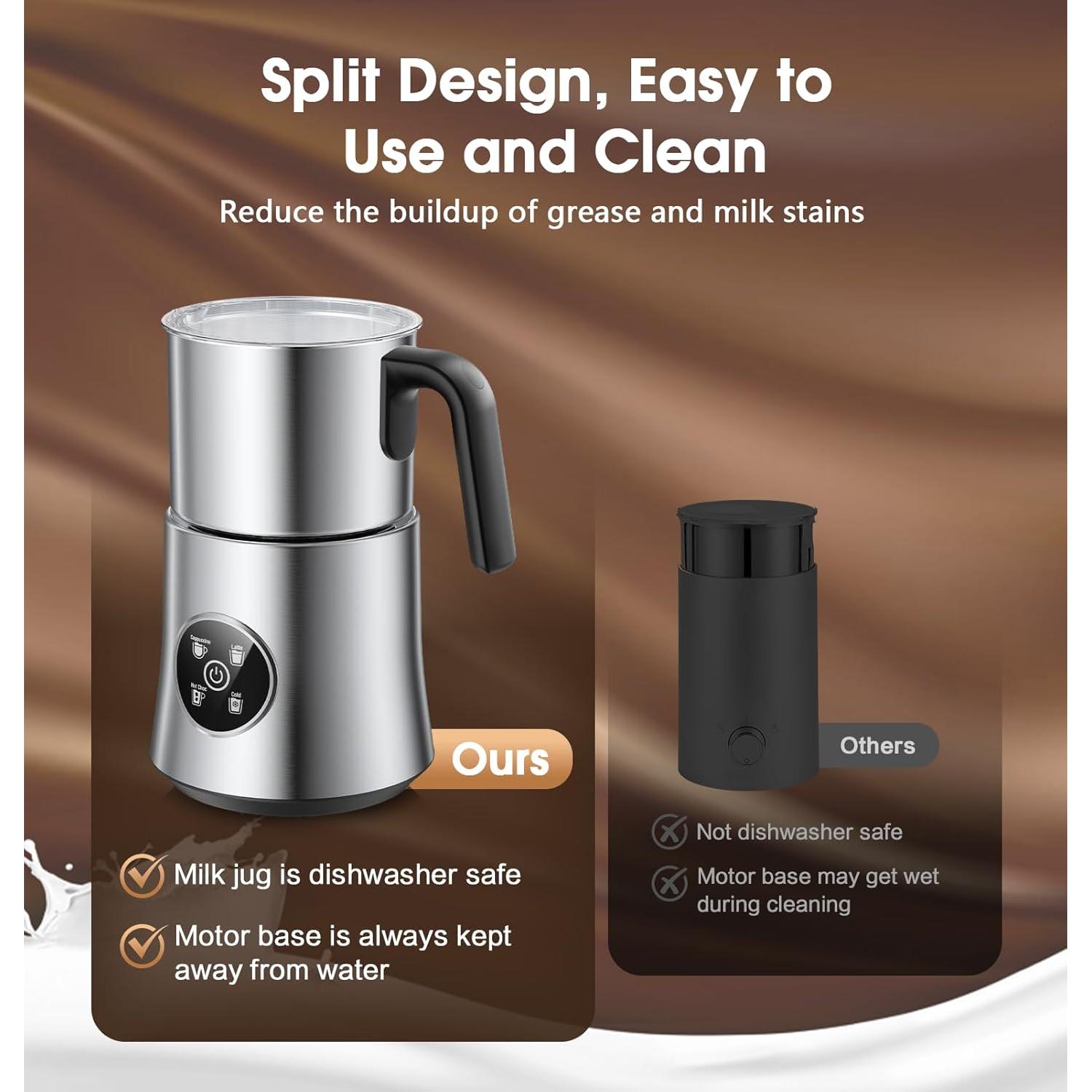 Espumador de Leche Eléctrico PSIIDAN MF06S 900ml Acero Inoxidable