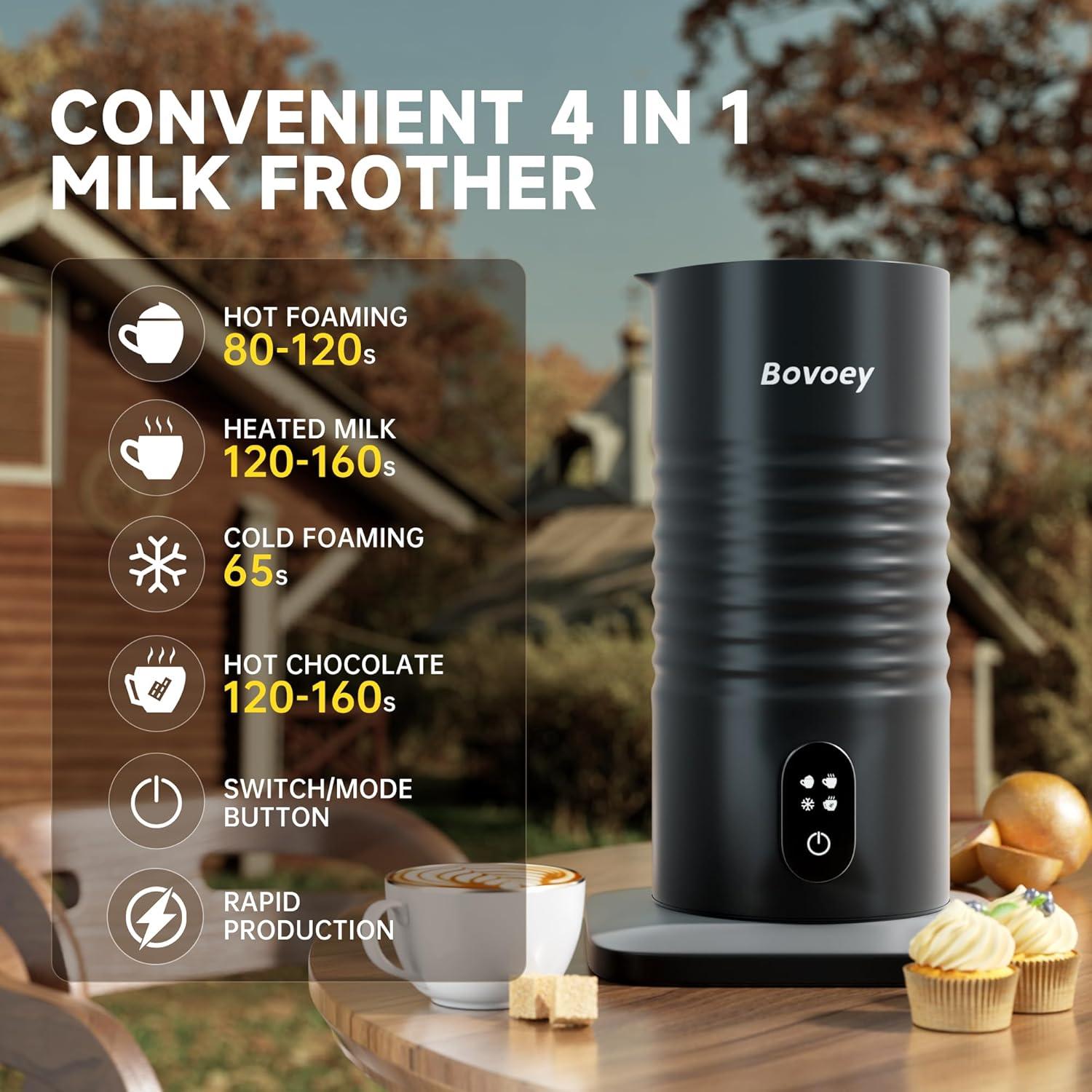 Espumador de Leche Eléctrico Bovoey 4 en 1 400W Negro