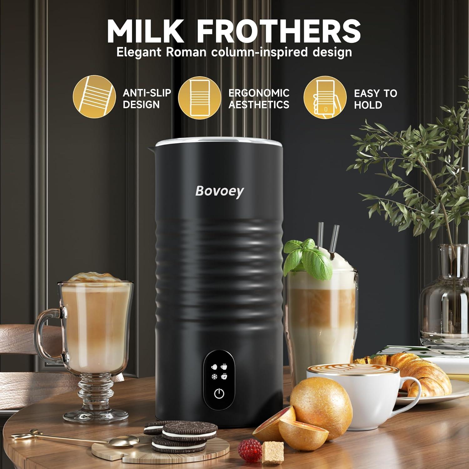Espumador de Leche Eléctrico Bovoey 4 en 1 400W Negro