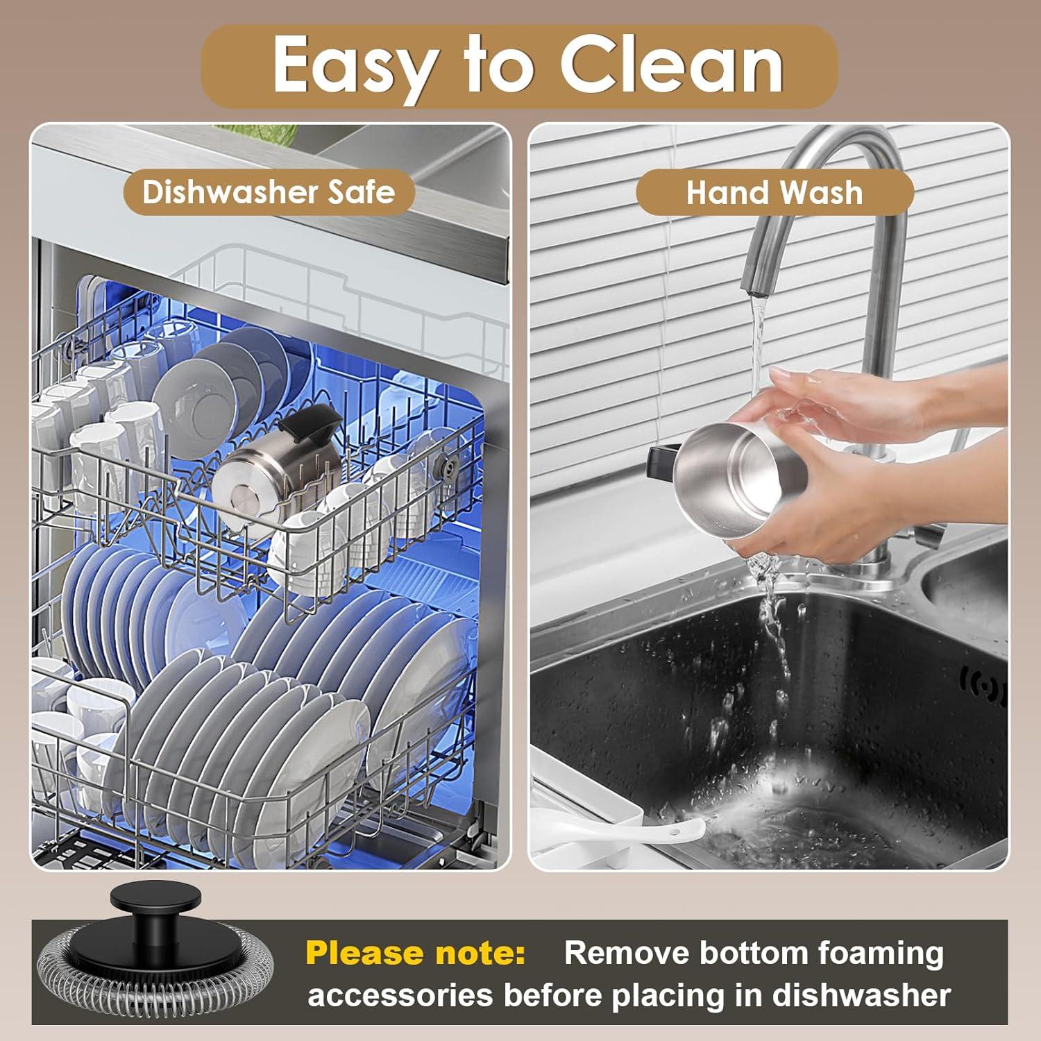 Espumador de Leche Eléctrico ByNaRIX 500 ml 4 en 1 Negro