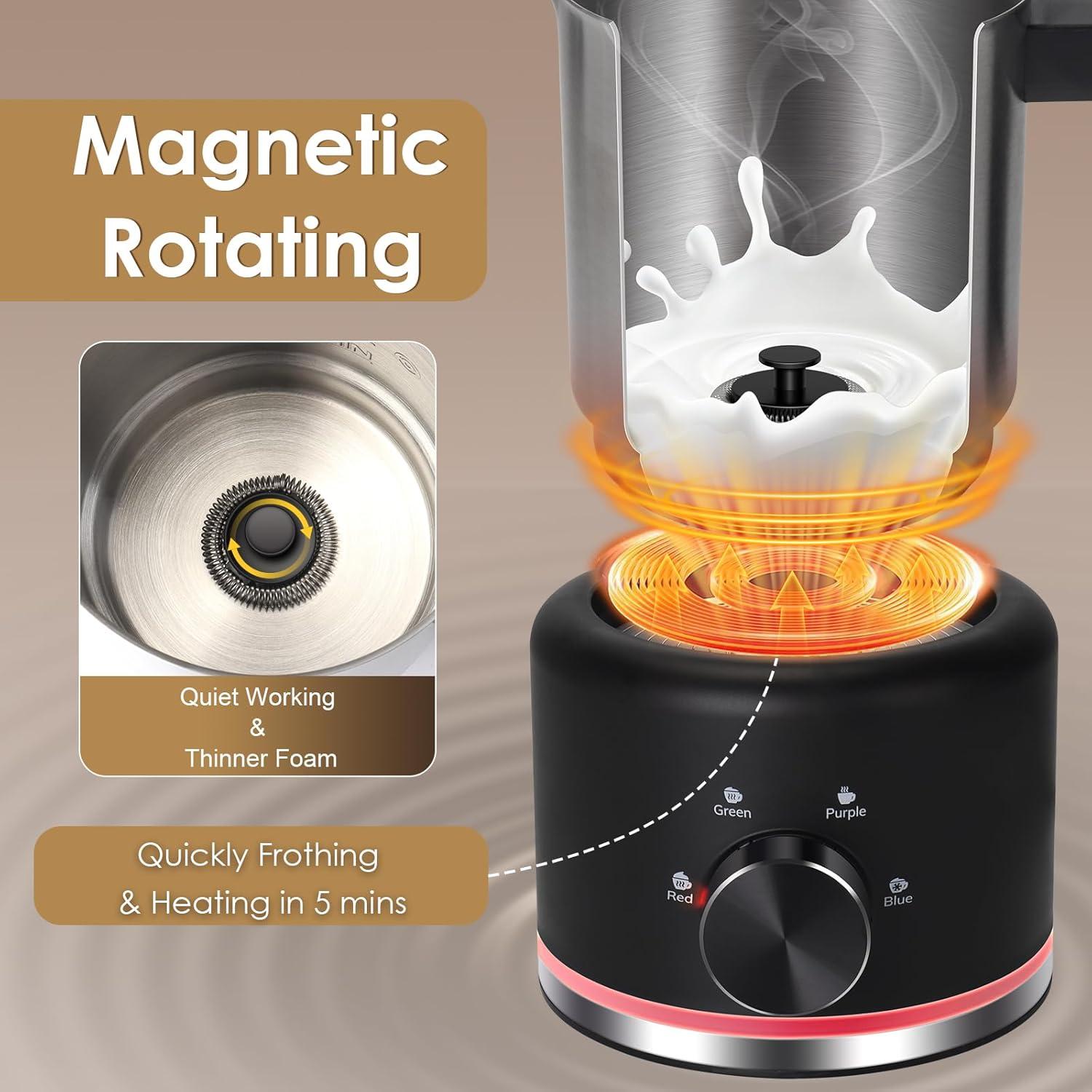 Espumador de Leche Eléctrico ByNaRIX 500 ml 4 en 1 Negro