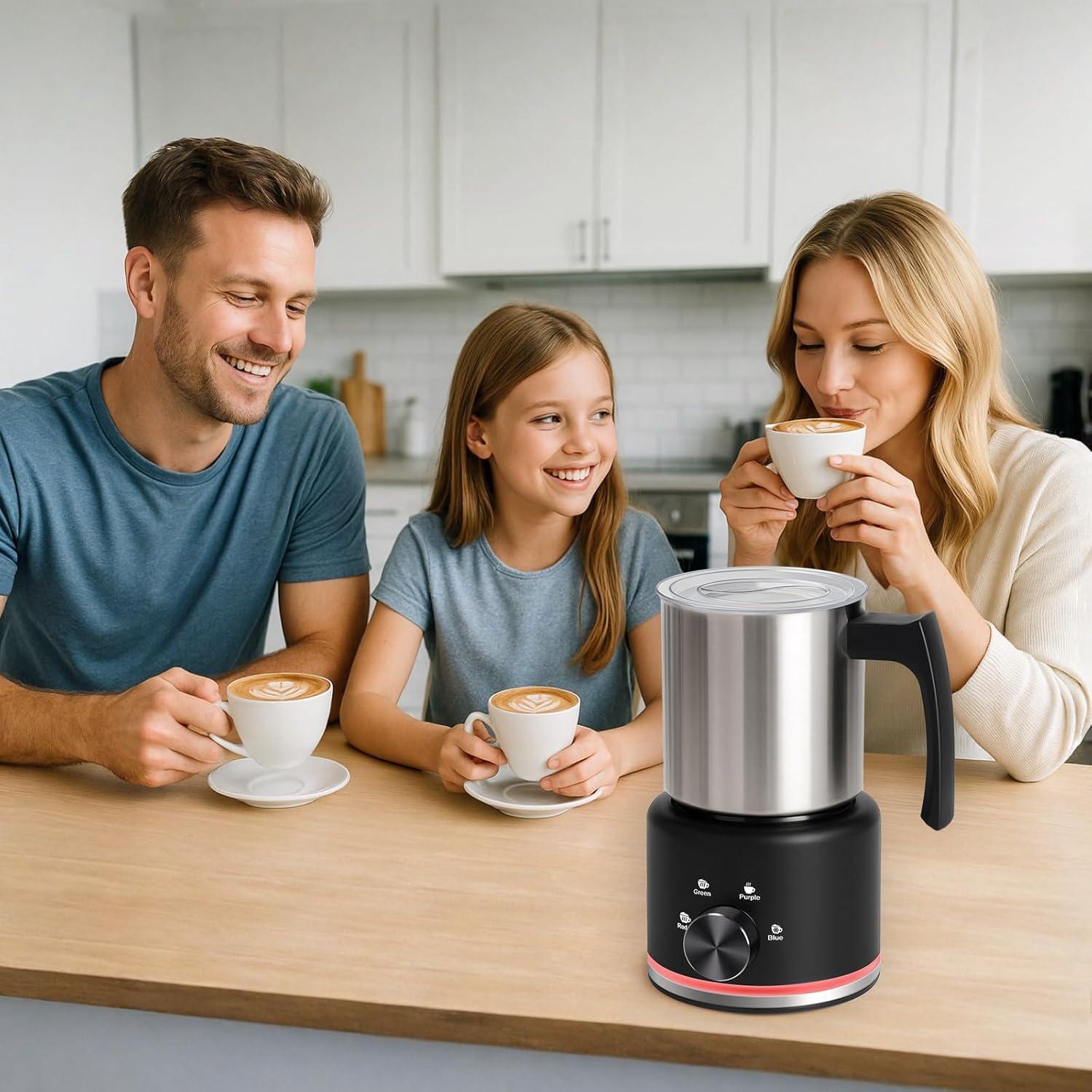 Espumador de Leche Eléctrico ByNaRIX 500 ml 4 en 1 Negro